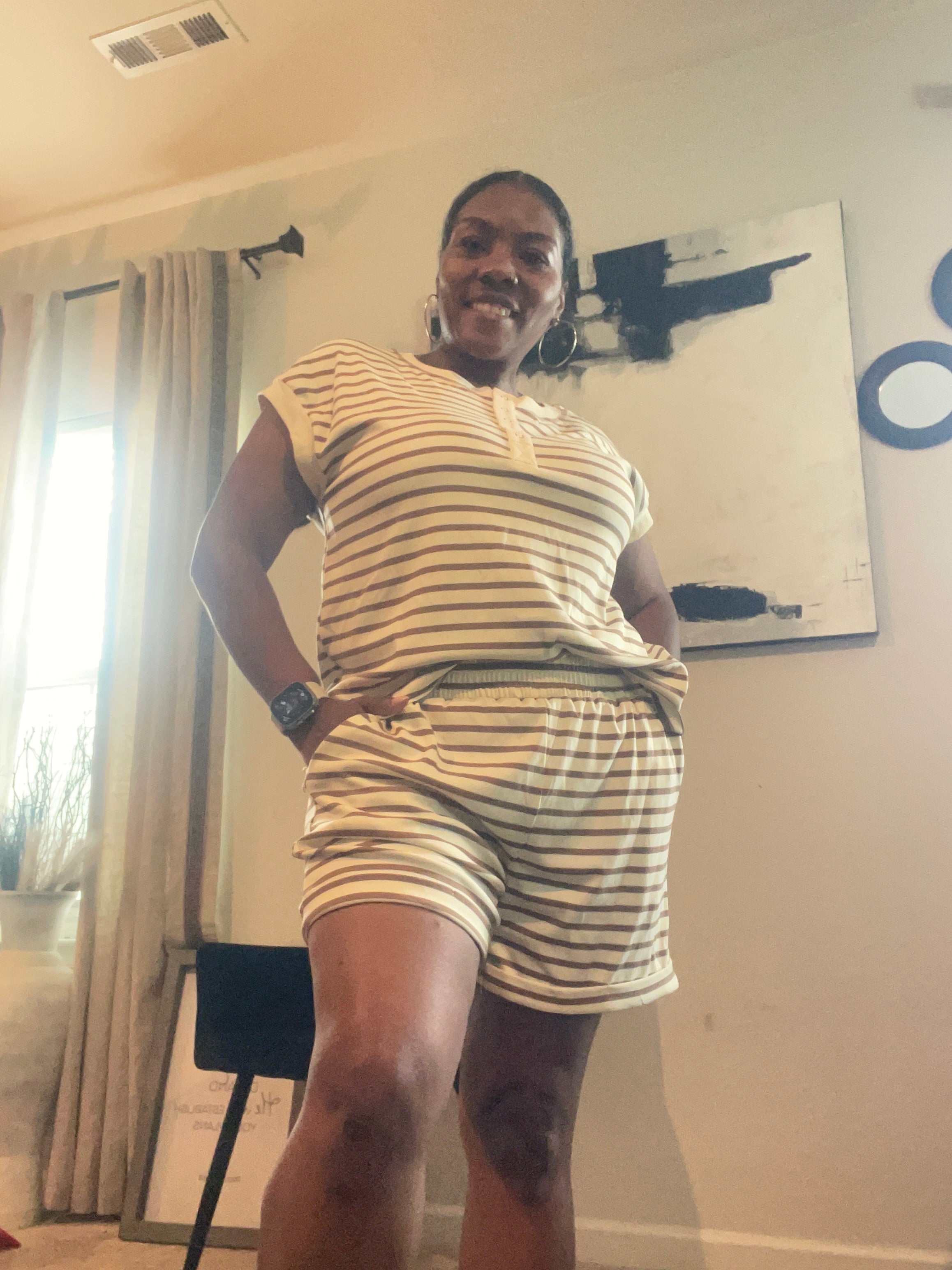 Brown and White Short Set