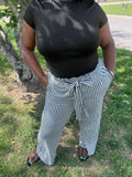 Black Stripe High Waist Pants