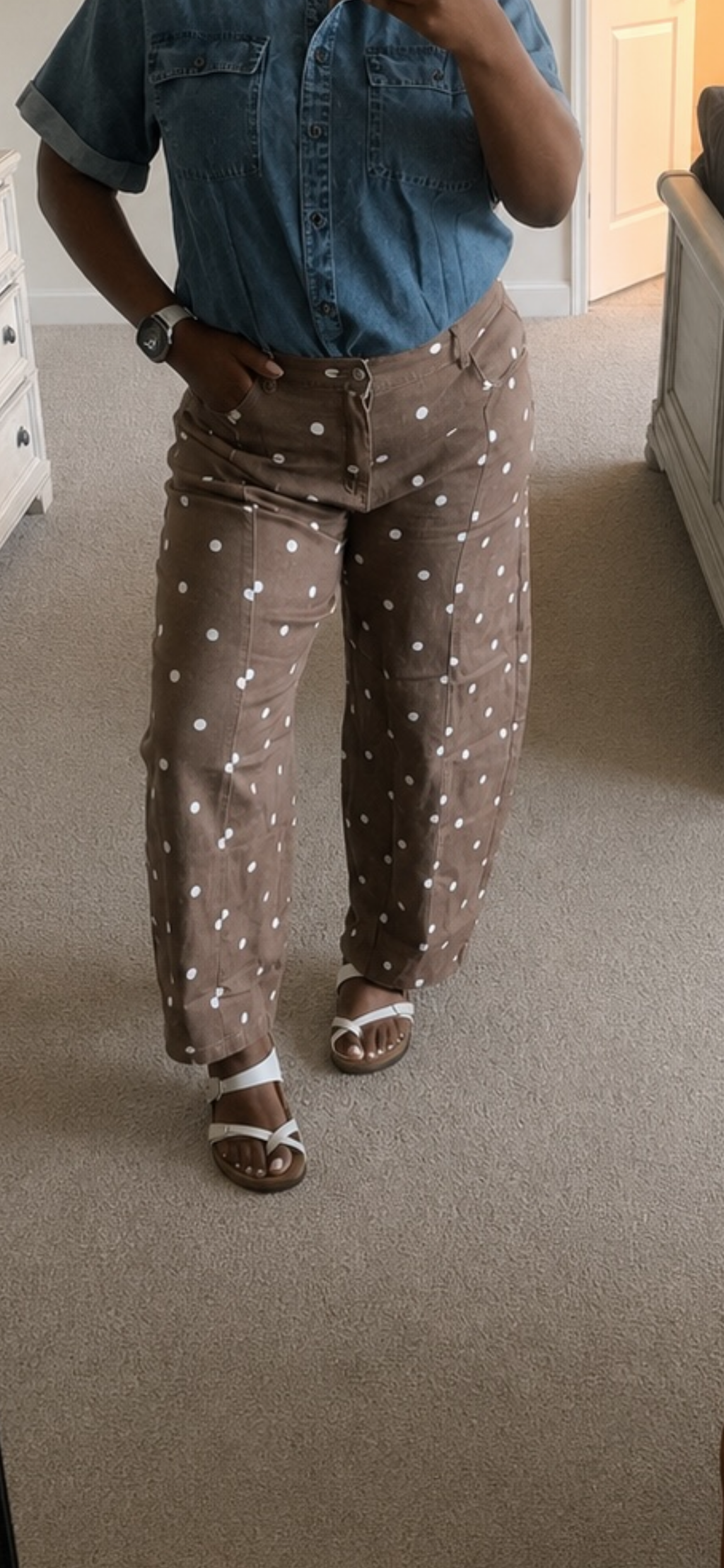 Brown Barrel Polka Dot Pants