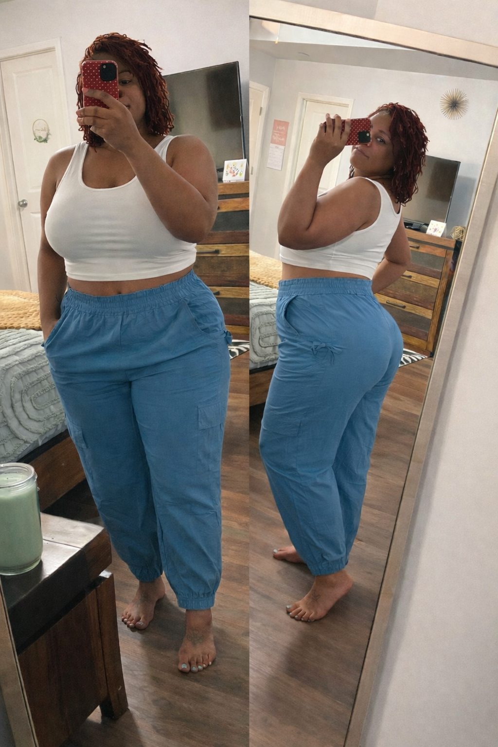 Blue High Waist Pants