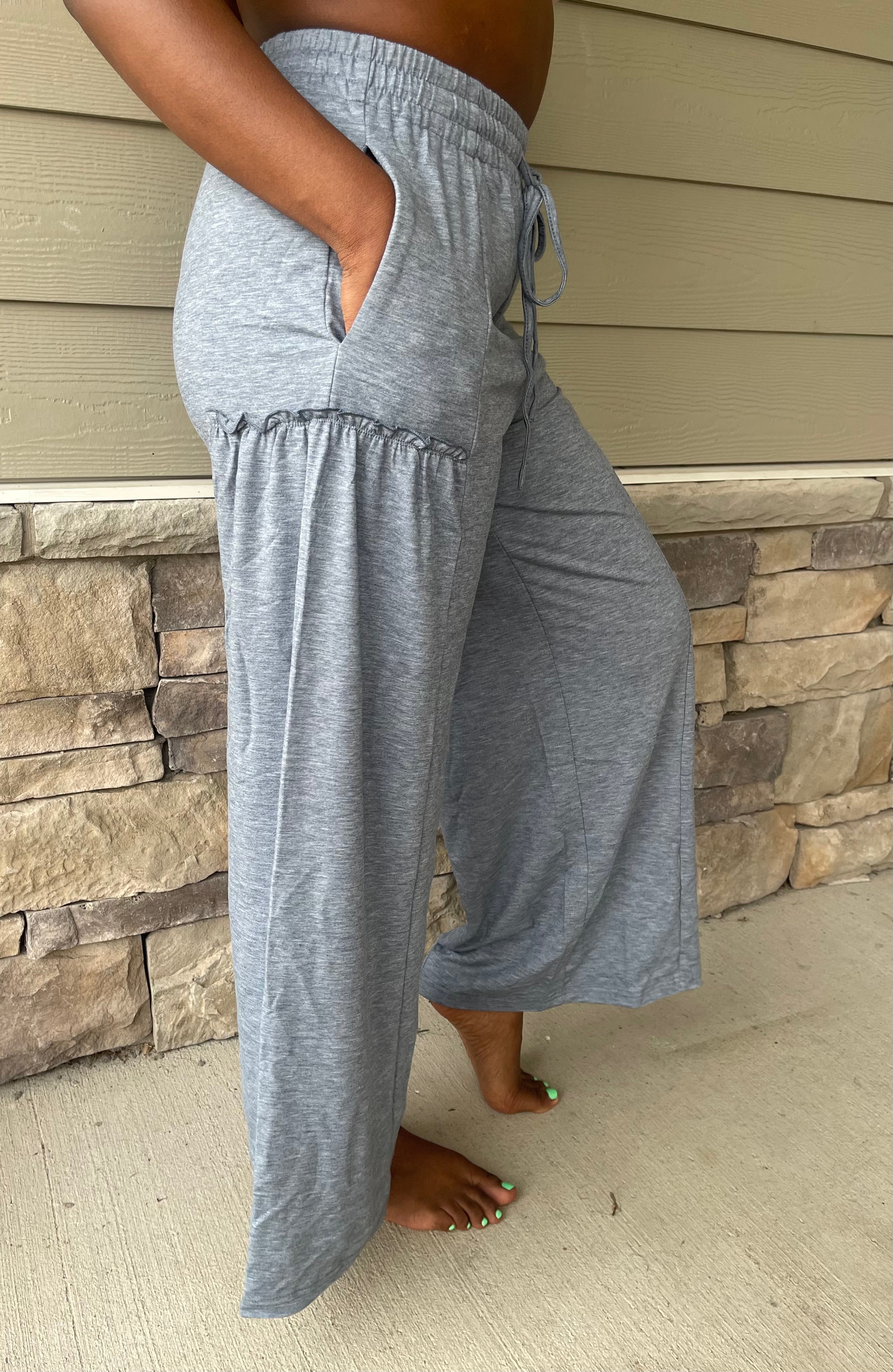 Frilled Wide Leg Drawstring