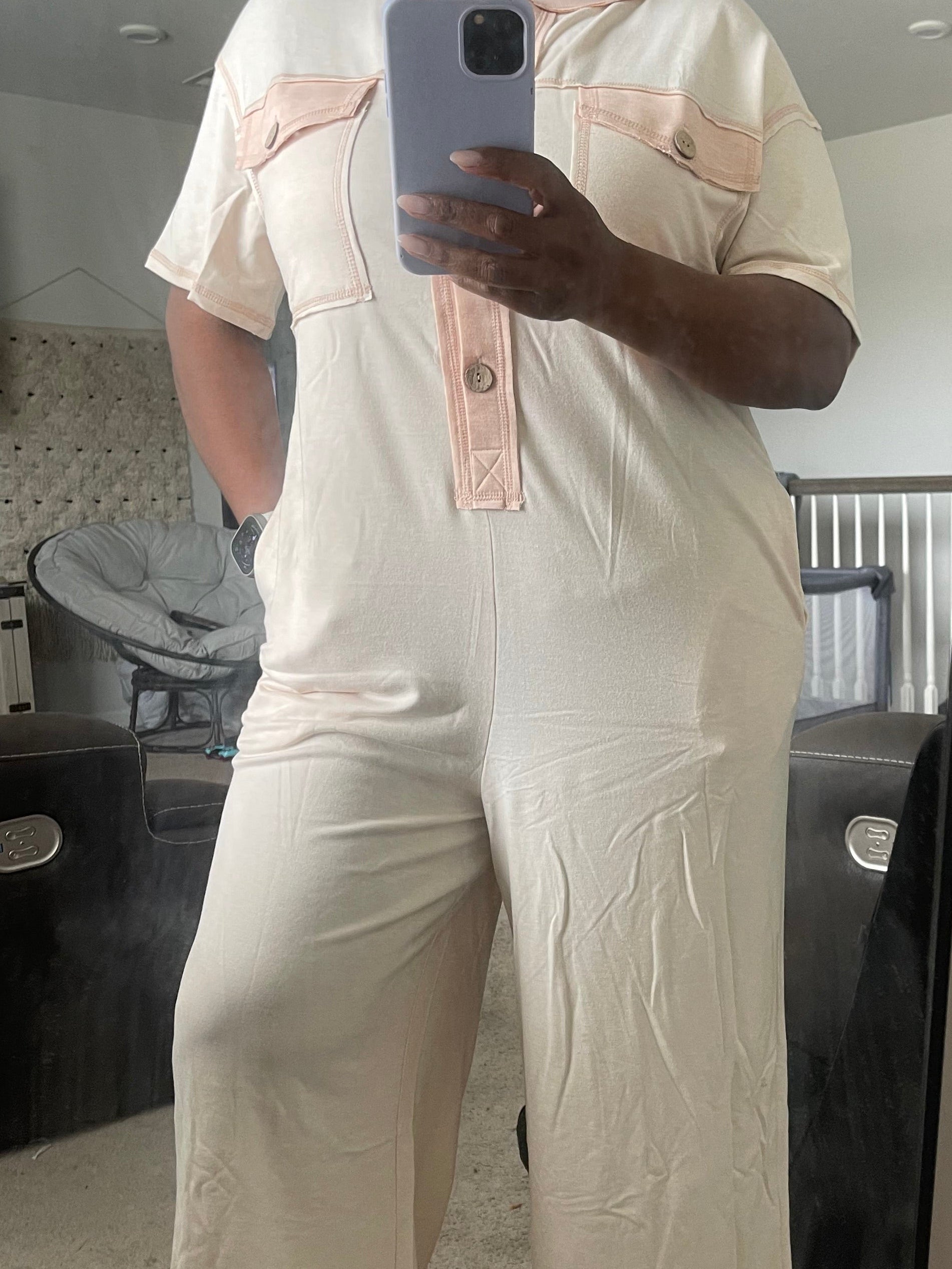 Beige Wide Leg Jumpsuit