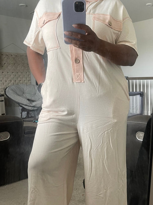 Beige Wide Leg Jumpsuit