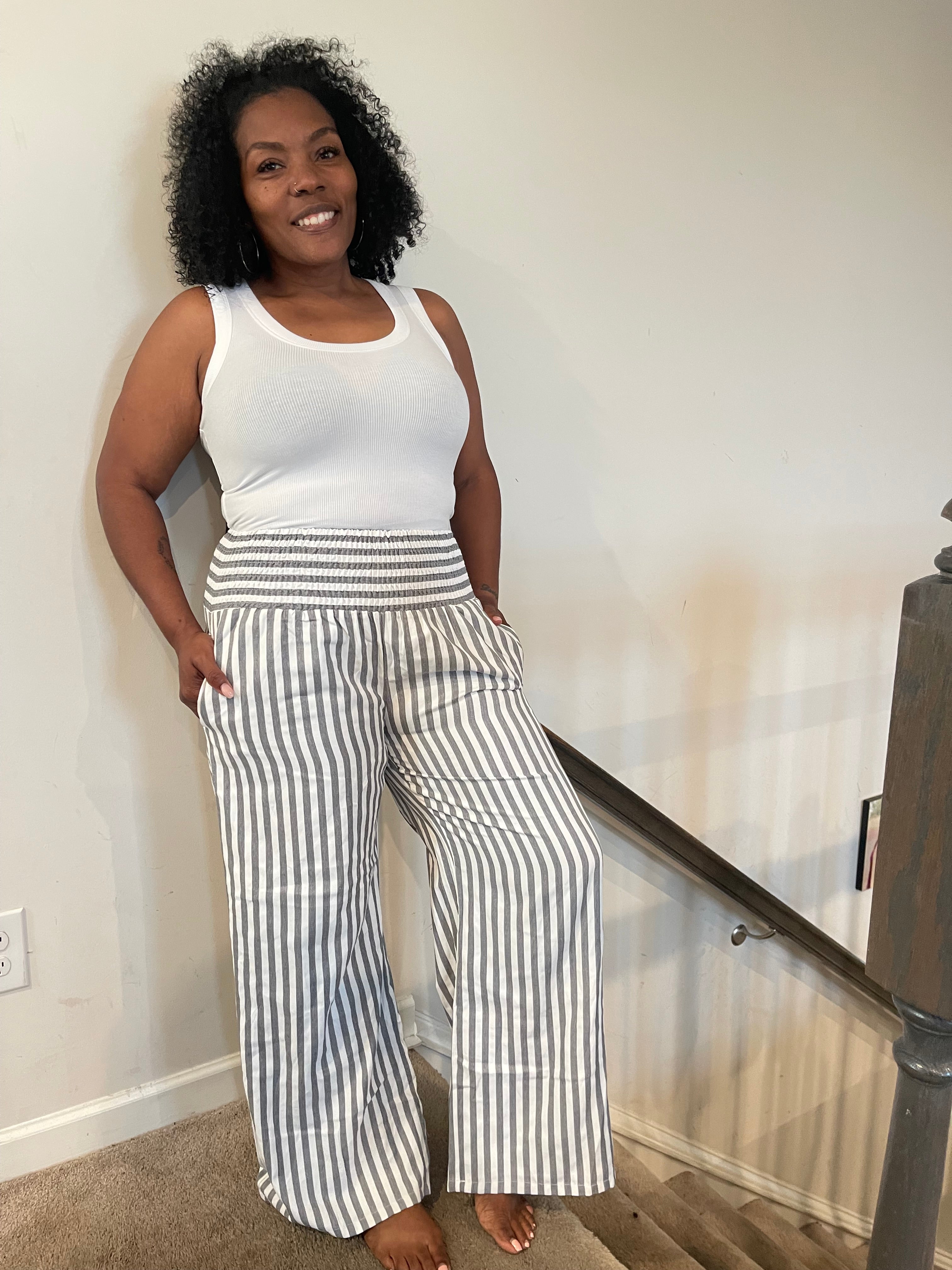 Black/White Stripe High Waist