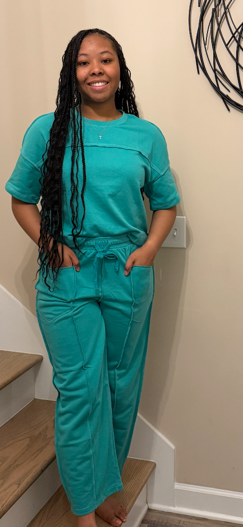 Pine Green Barrel Pant Set
