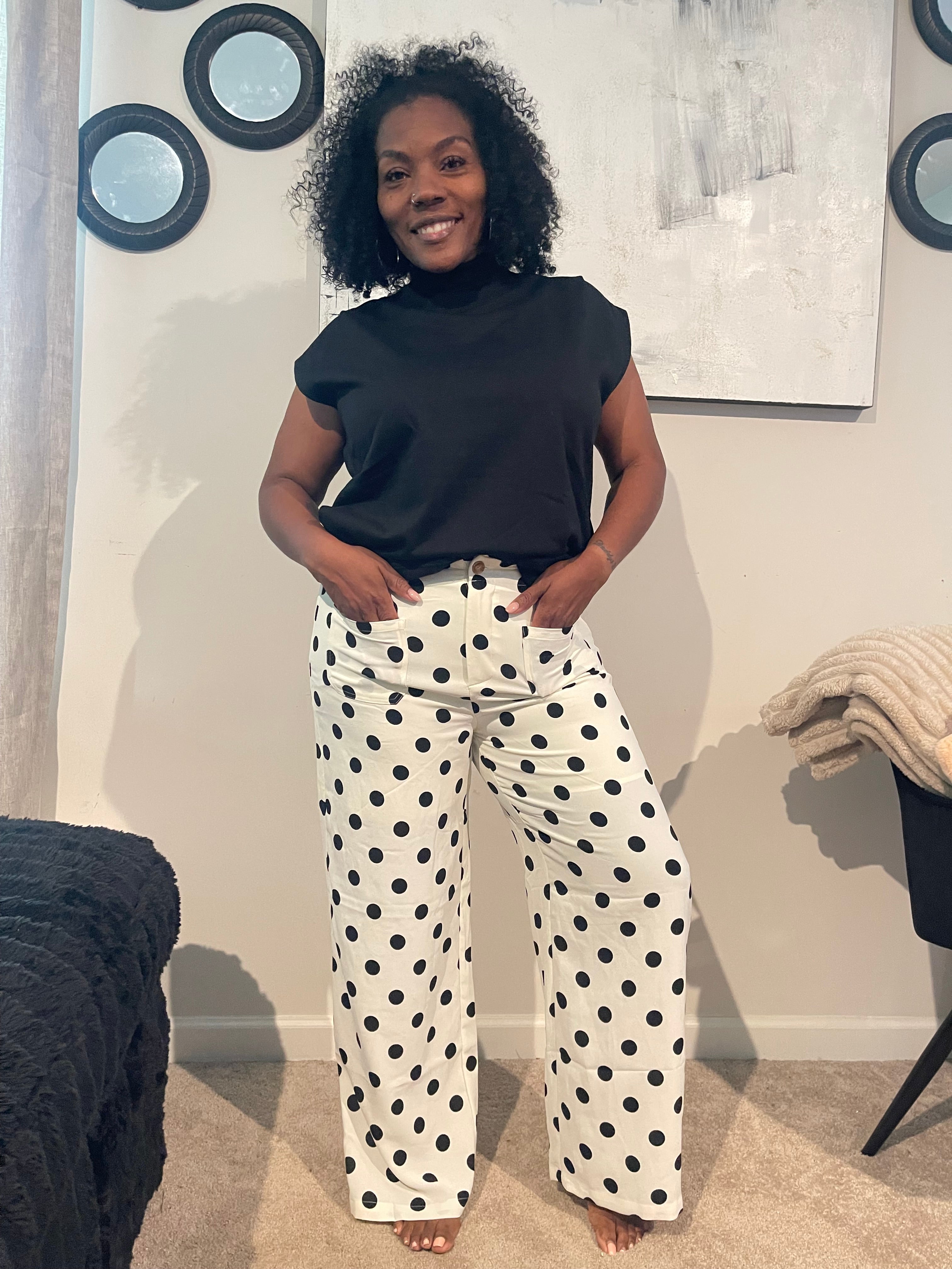Polka Dot Mid Rise Pant
