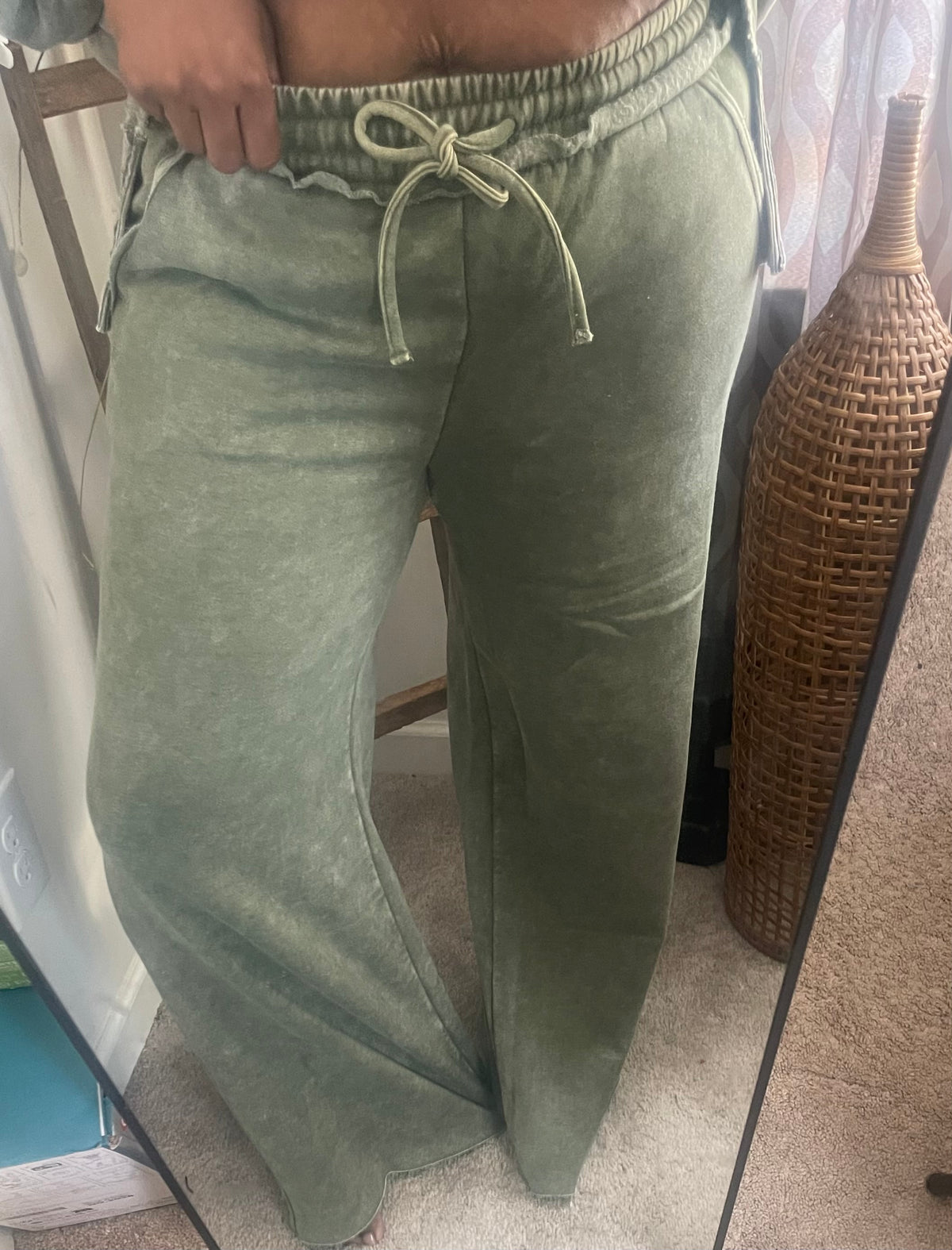 Olive Acid Wash Sweatpants