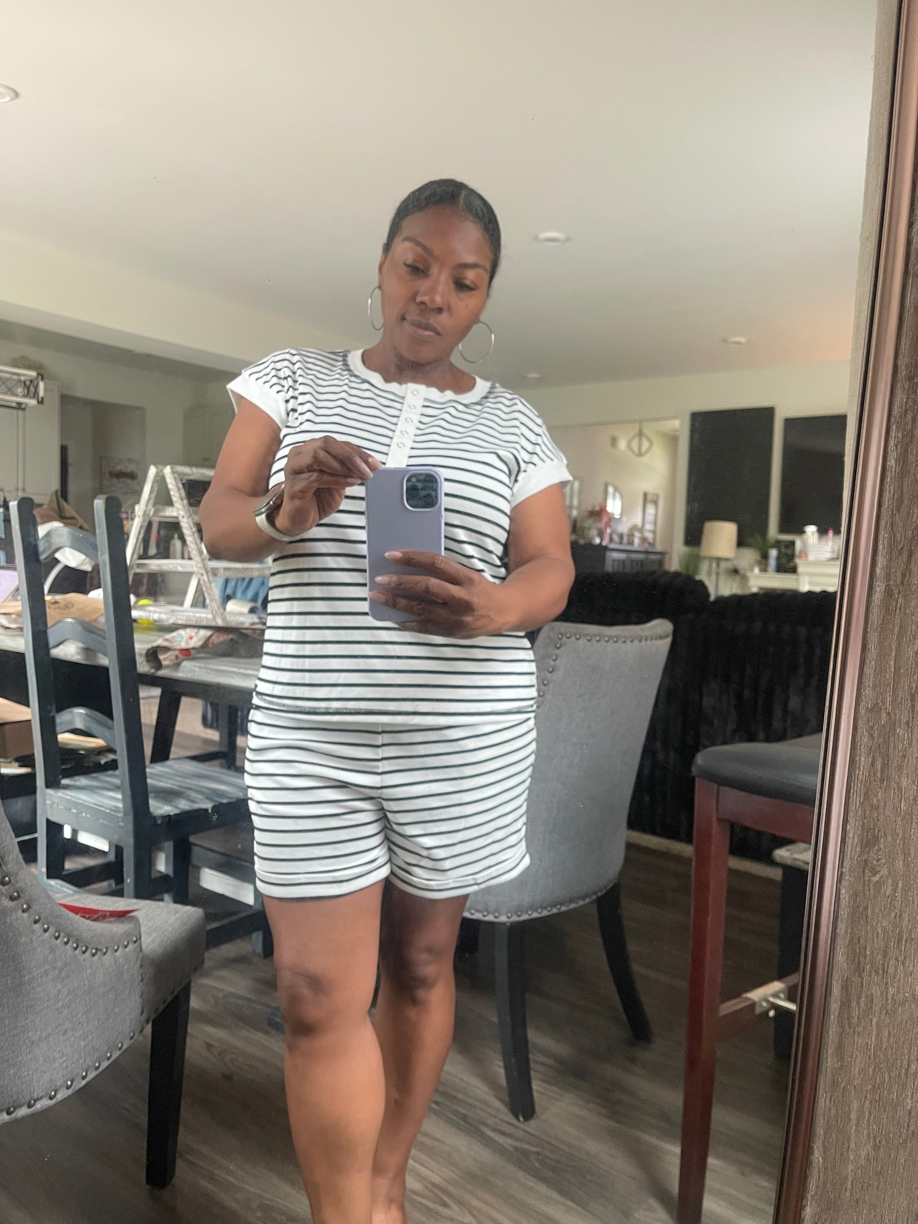 Brown and White Short Set