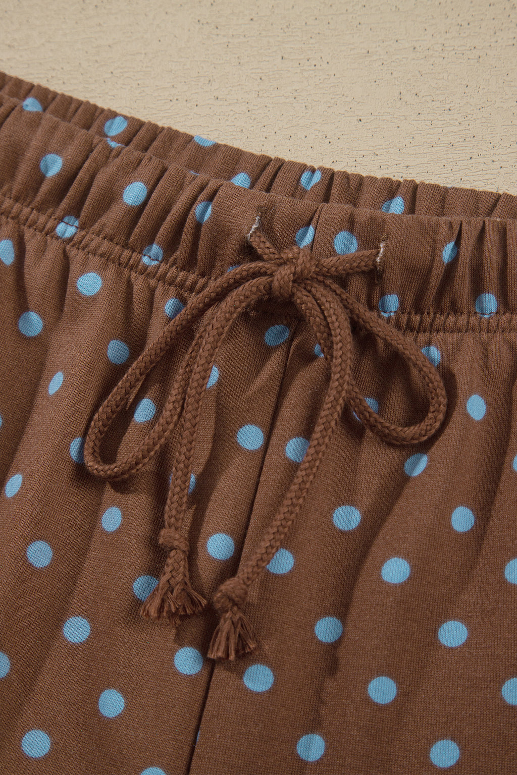 Brown Polka Dot Round Neck Long Sleeve Plus Size Set