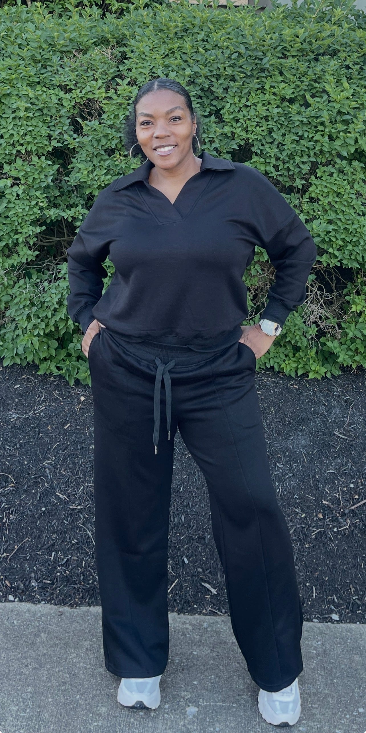 Black Long Sleeve Pant Set