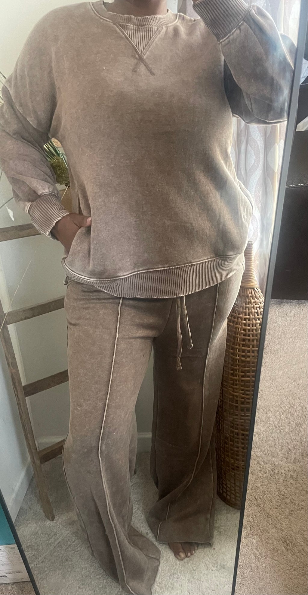 Mocha Acid Wash Crewneck