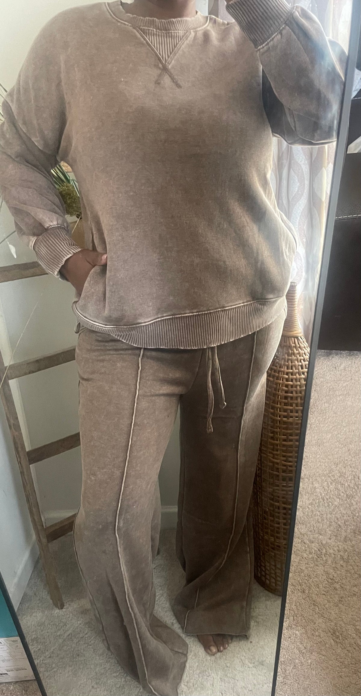 Mocha Acid Wash Crewneck