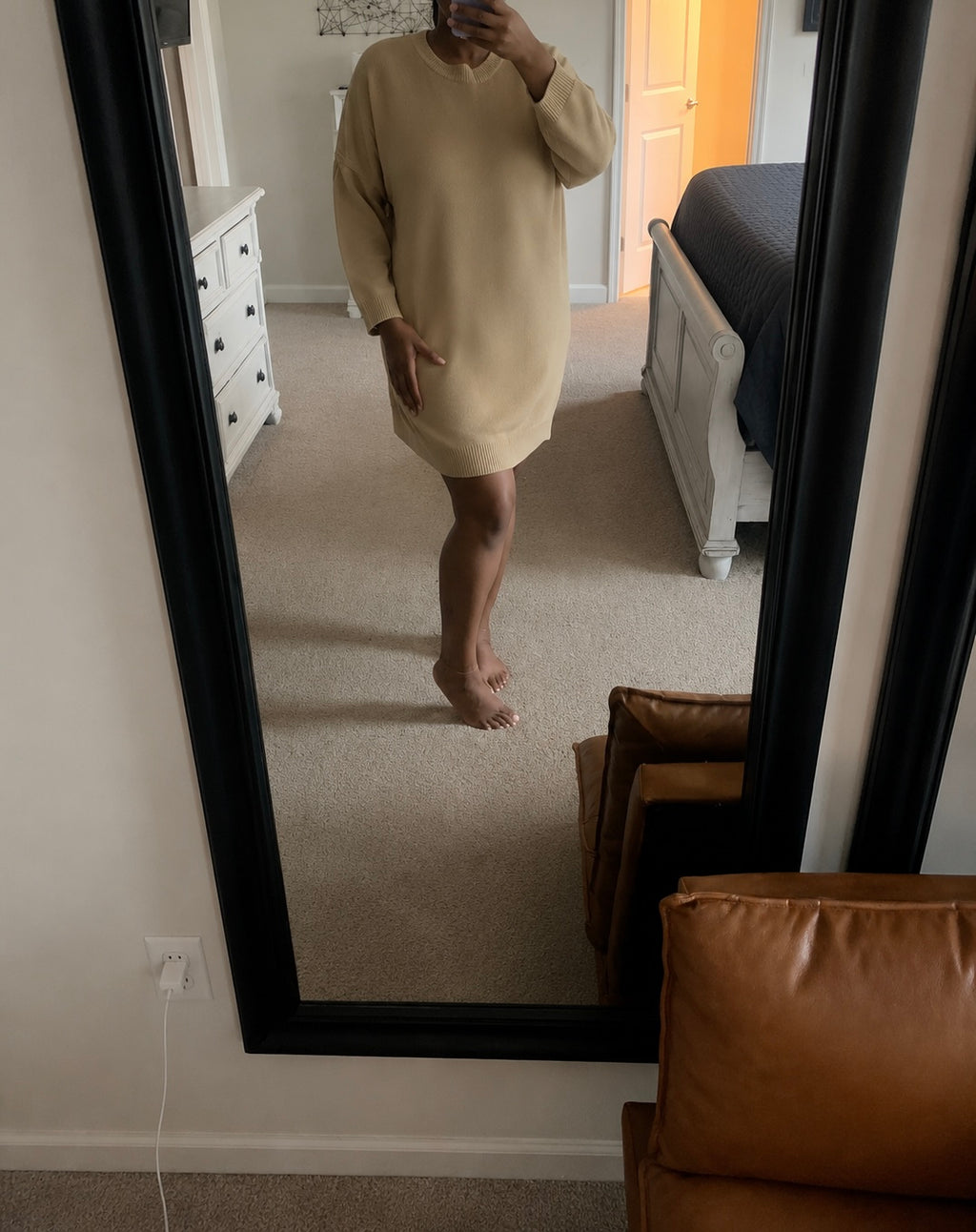 Pale Khaki Sweater Dress
