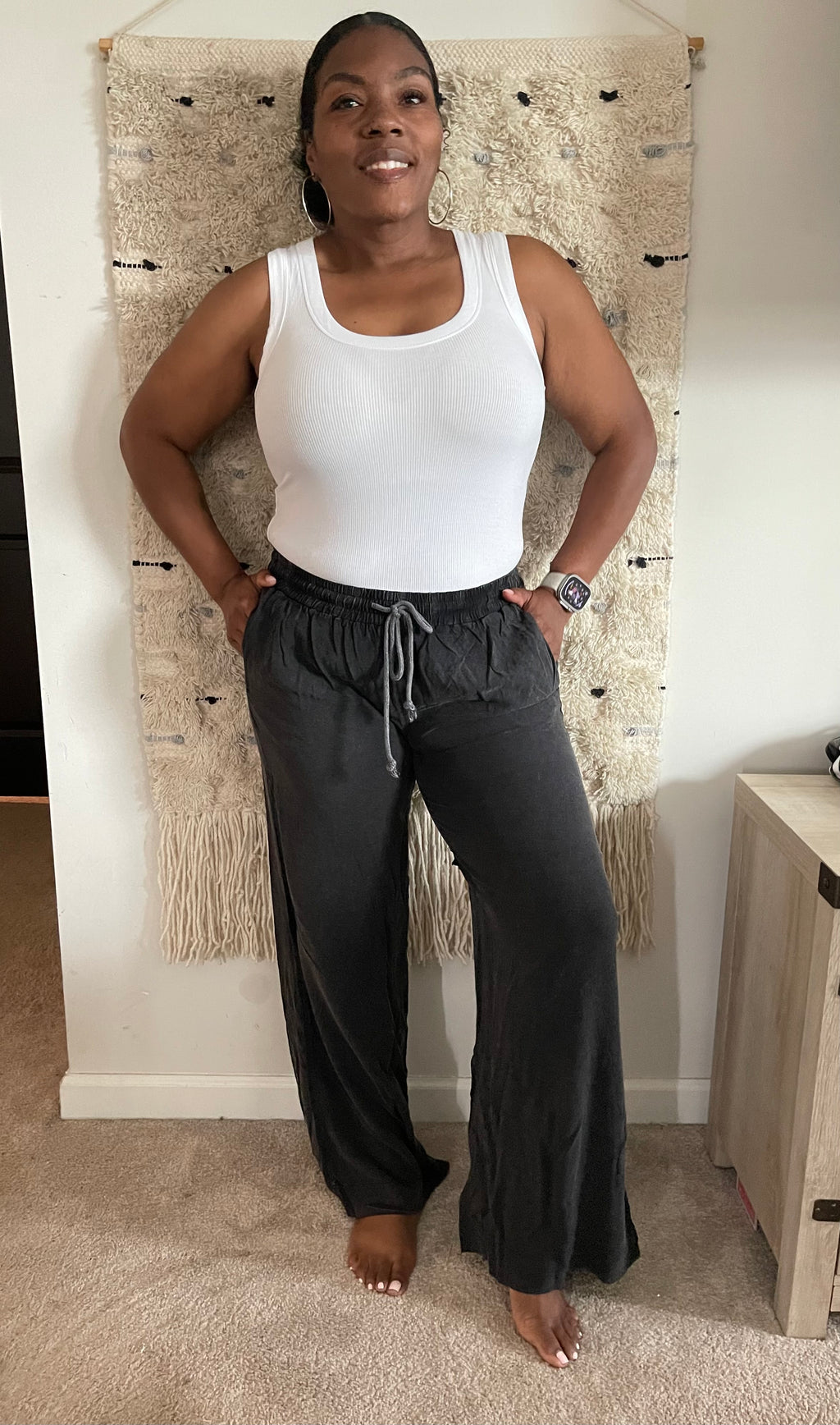 Black Mineral Wash Drawstring Pants