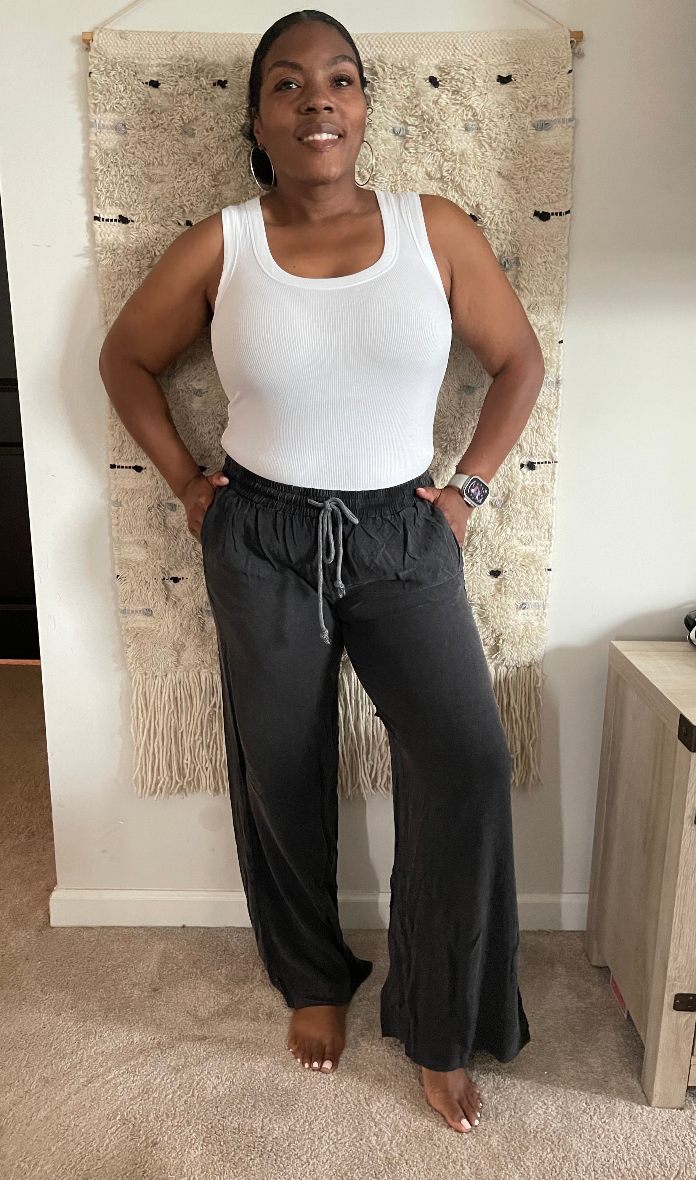 Black Mineral Wash Drawstring Pants