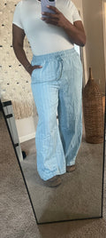 Sky Blue Striped Pants