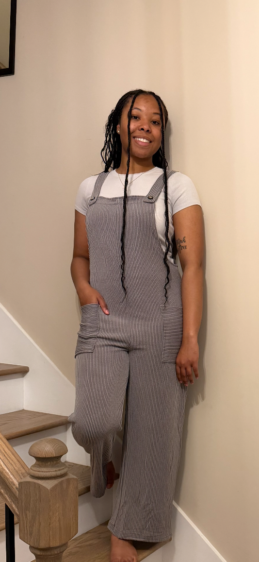 Grey Ribbed Jumpsuit