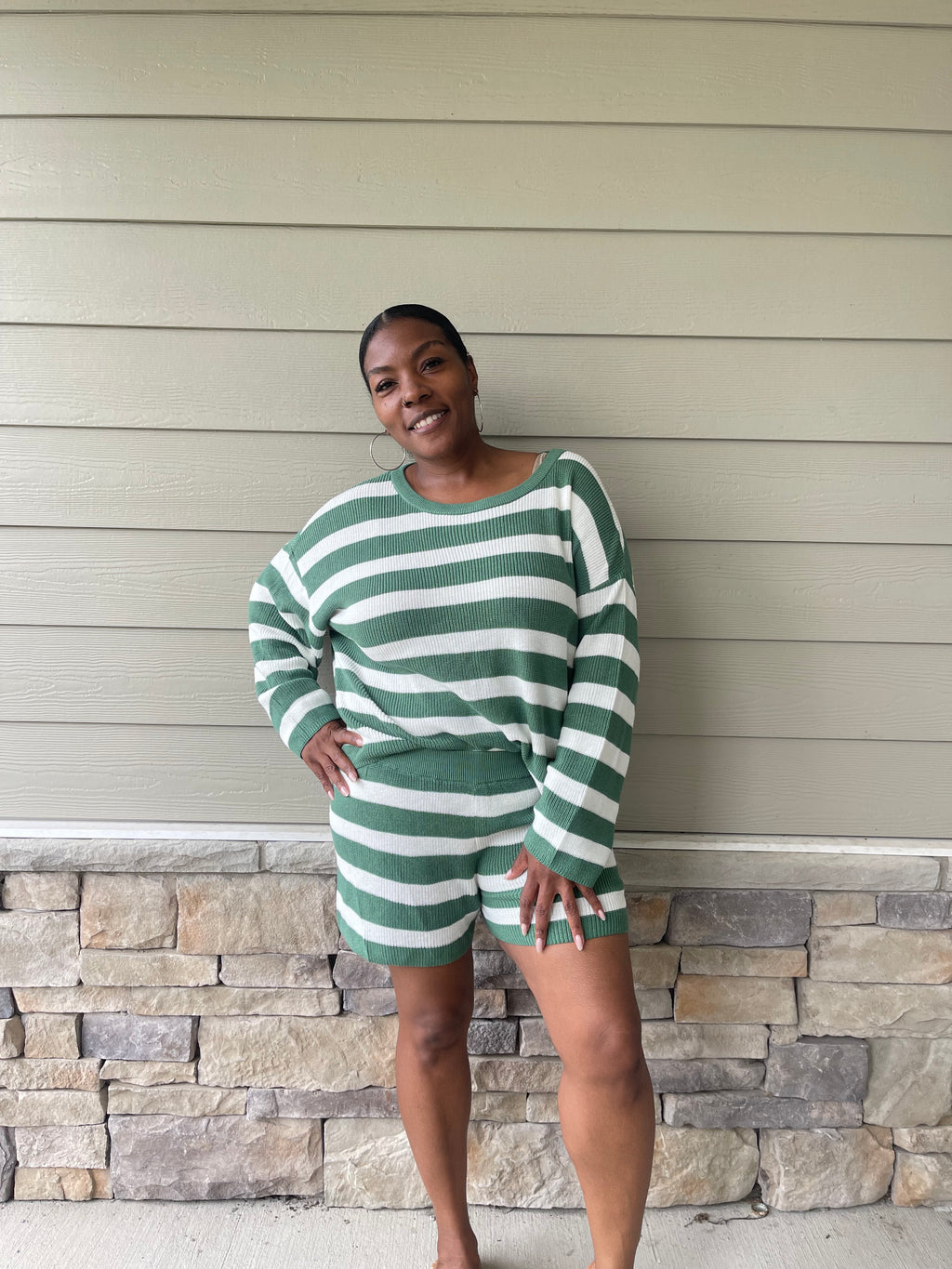 Green & White Stripe Set
