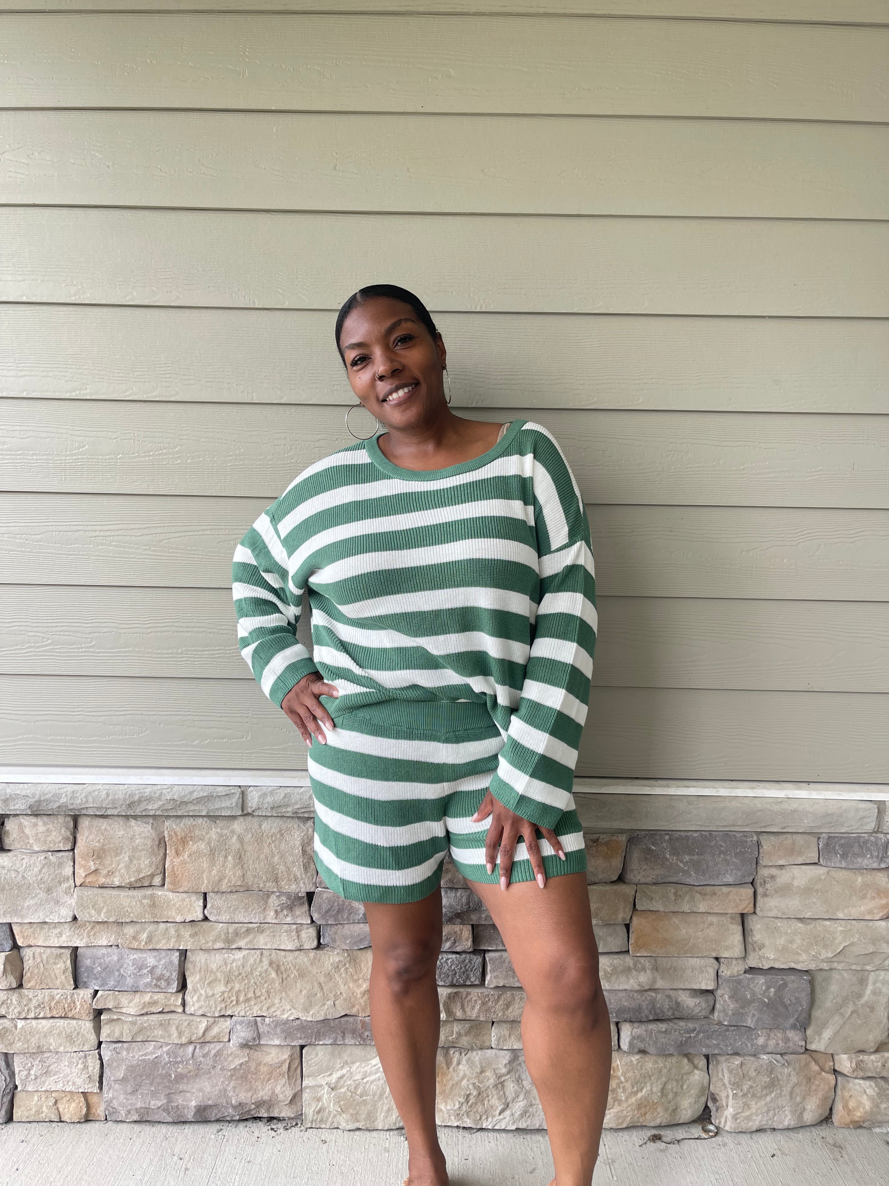 Green & White Stripe Set