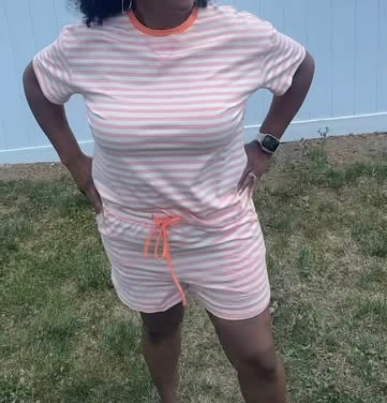 Pink Stripe Short Set