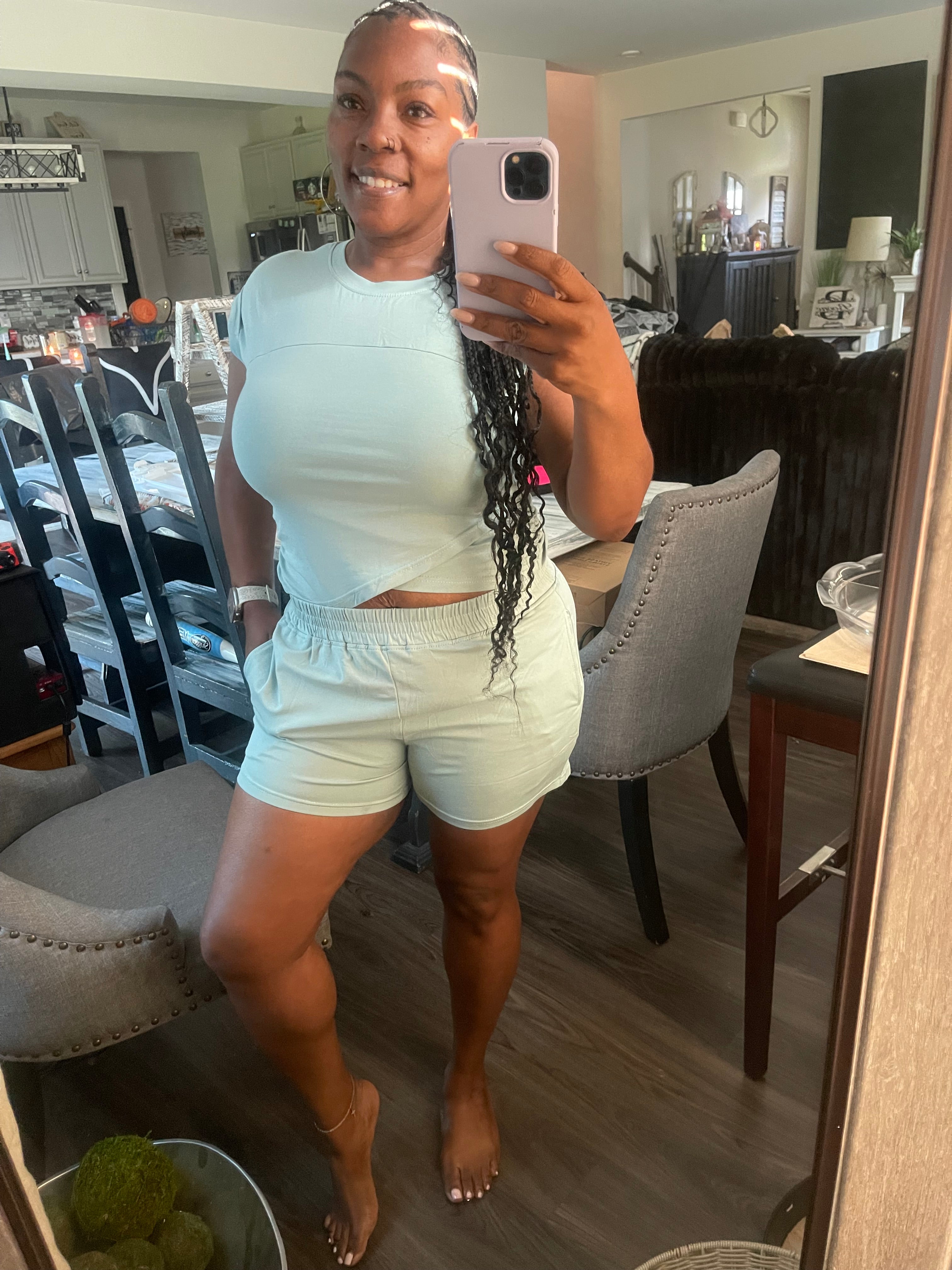 Mint Green Cross Top Set