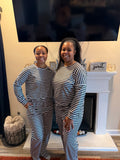 Loose fitted 2 Piece Stripped Set