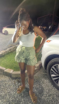 Olive Ruffle Shorts