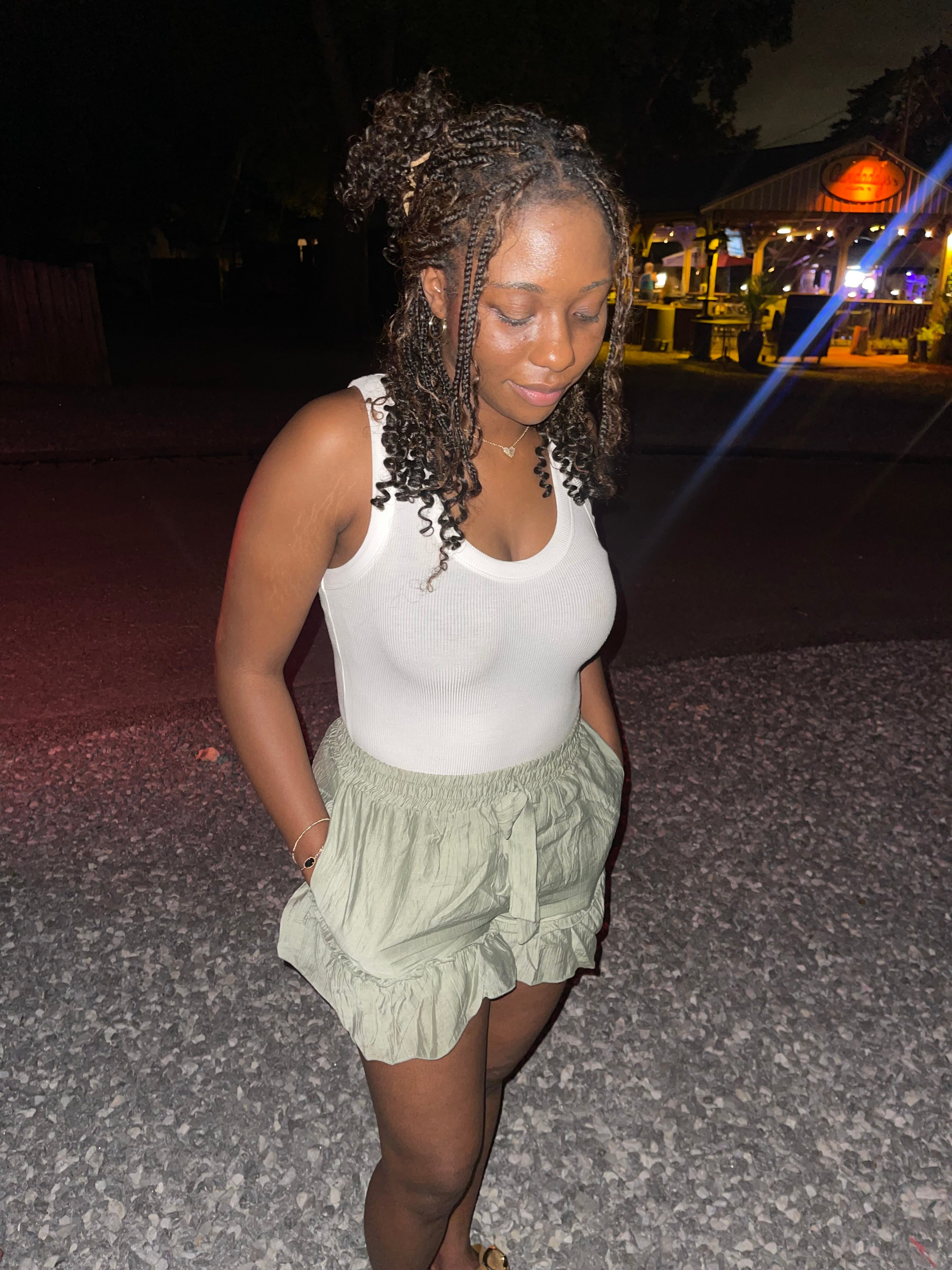 Olive Ruffle Shorts