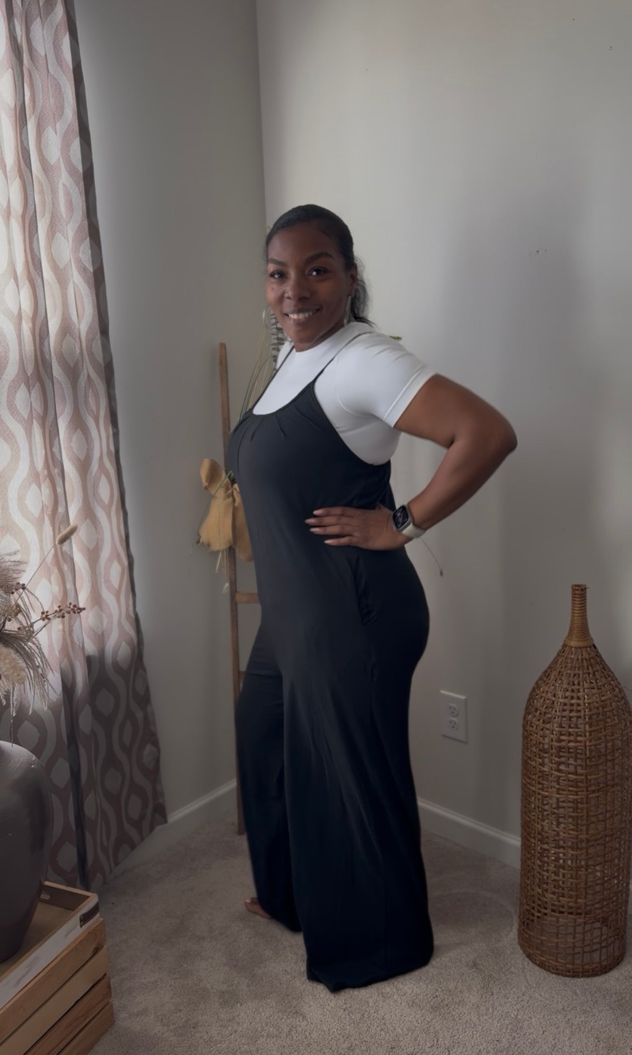 Black Wide Leg Romper