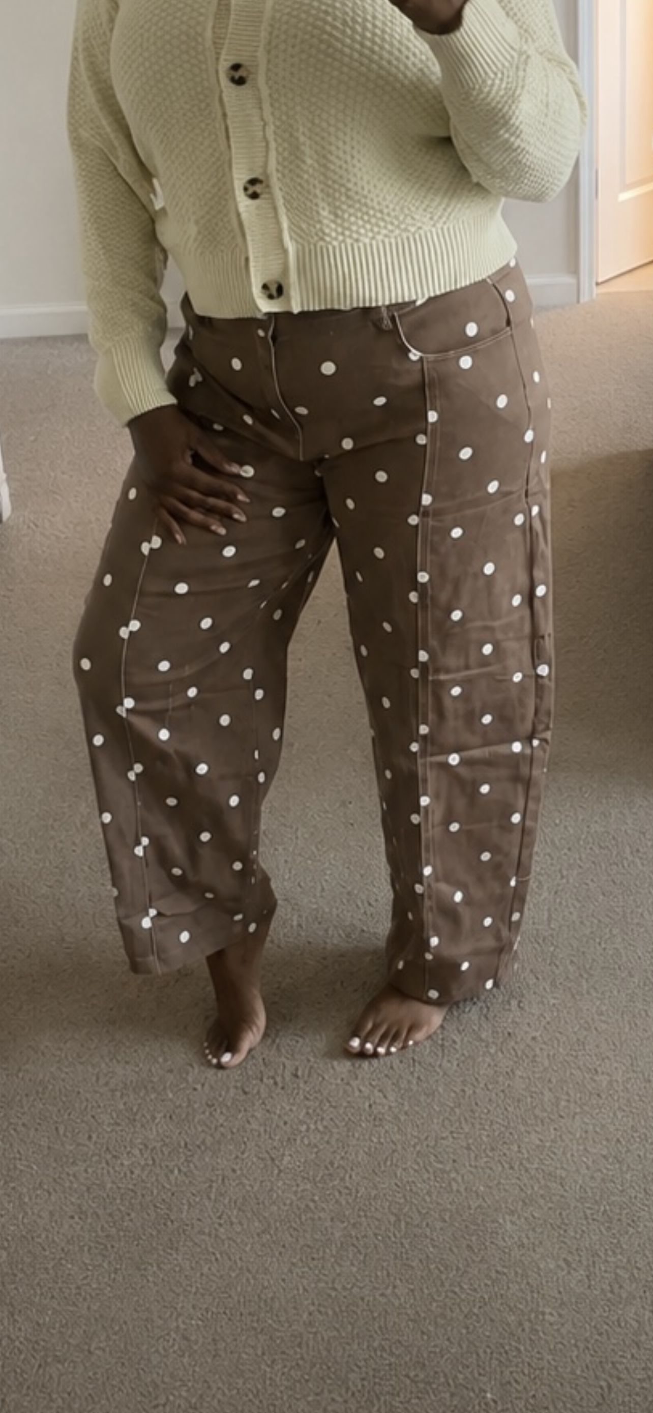 Brown Barrel Polka Dot Pants