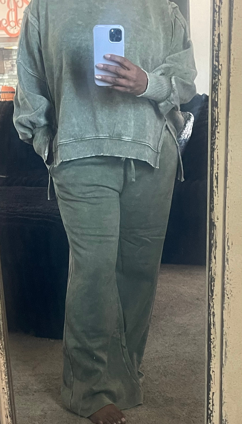 Olive Acid Wash Sweatpants