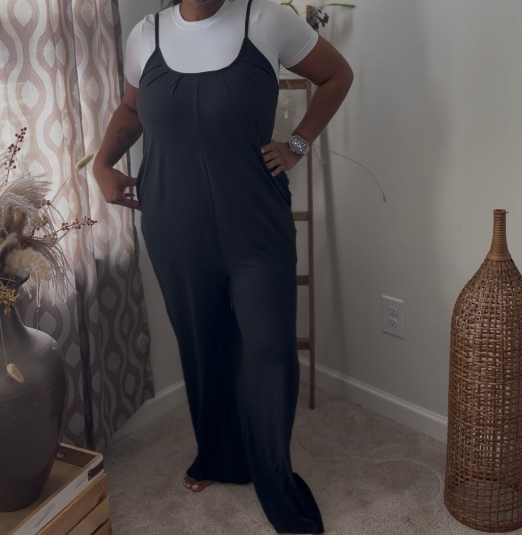 Black Wide Leg Romper