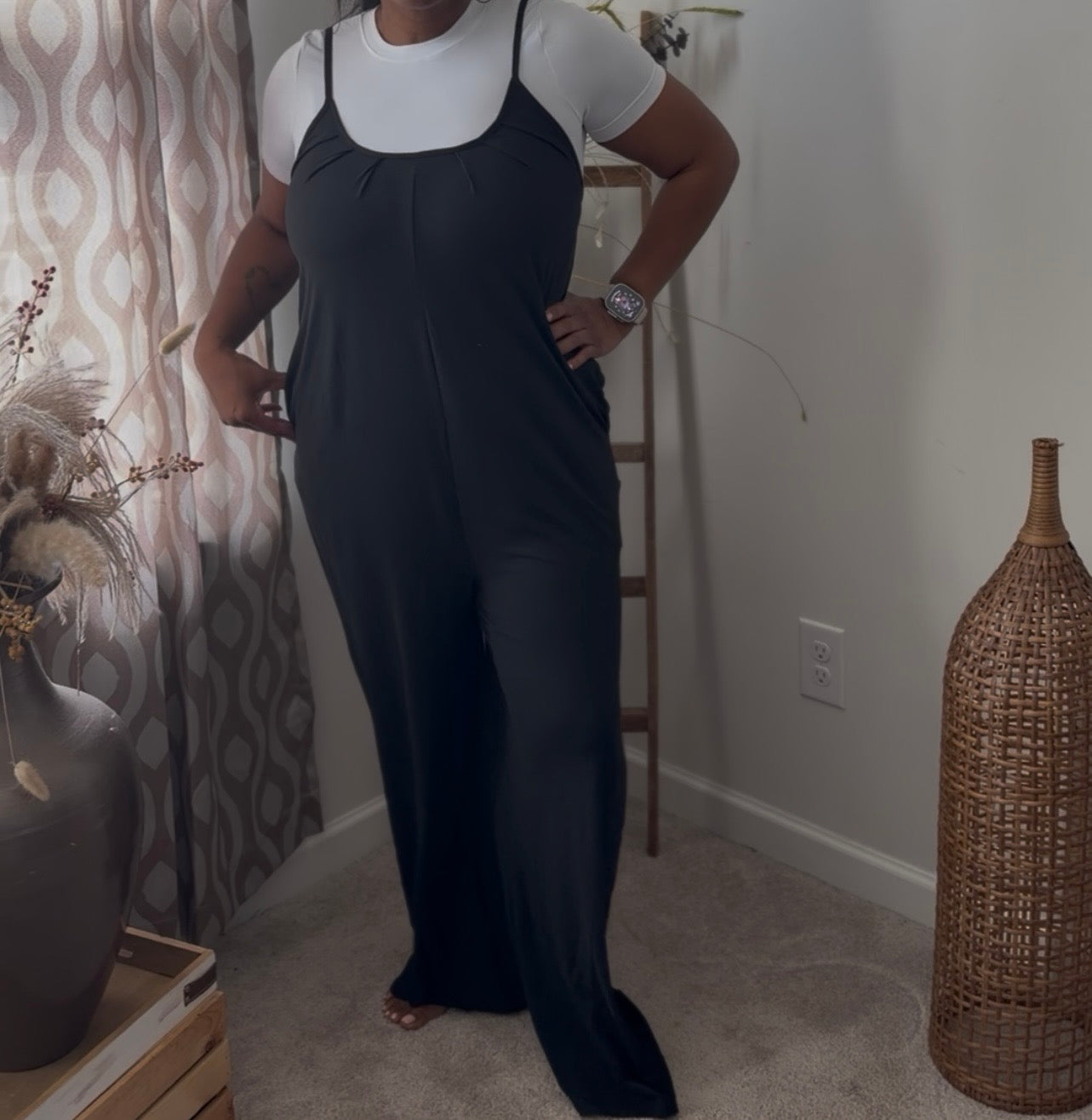 Black Wide Leg Romper