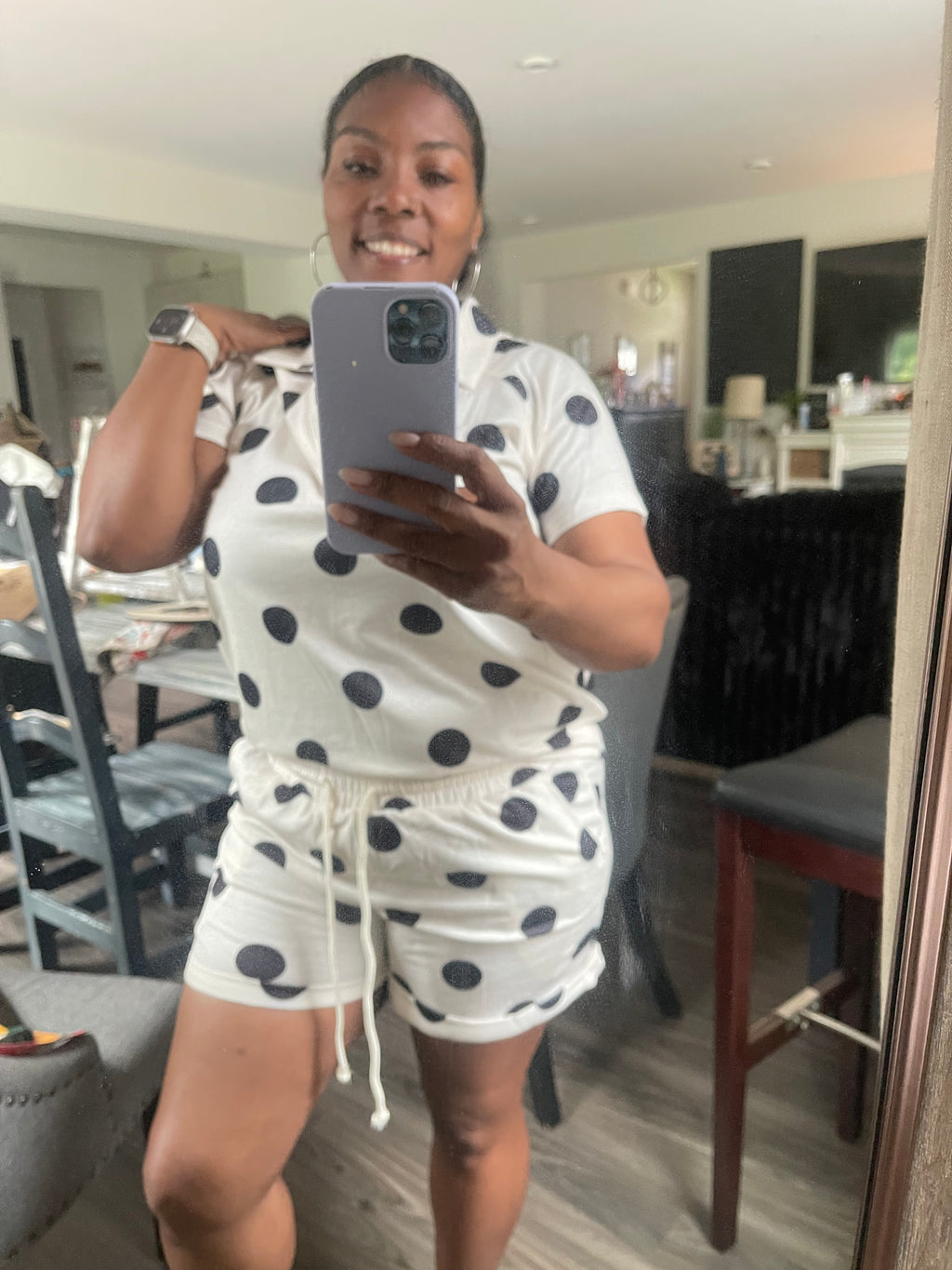 Beige Polka Dot Short Set