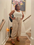 Khaki Striped Pants