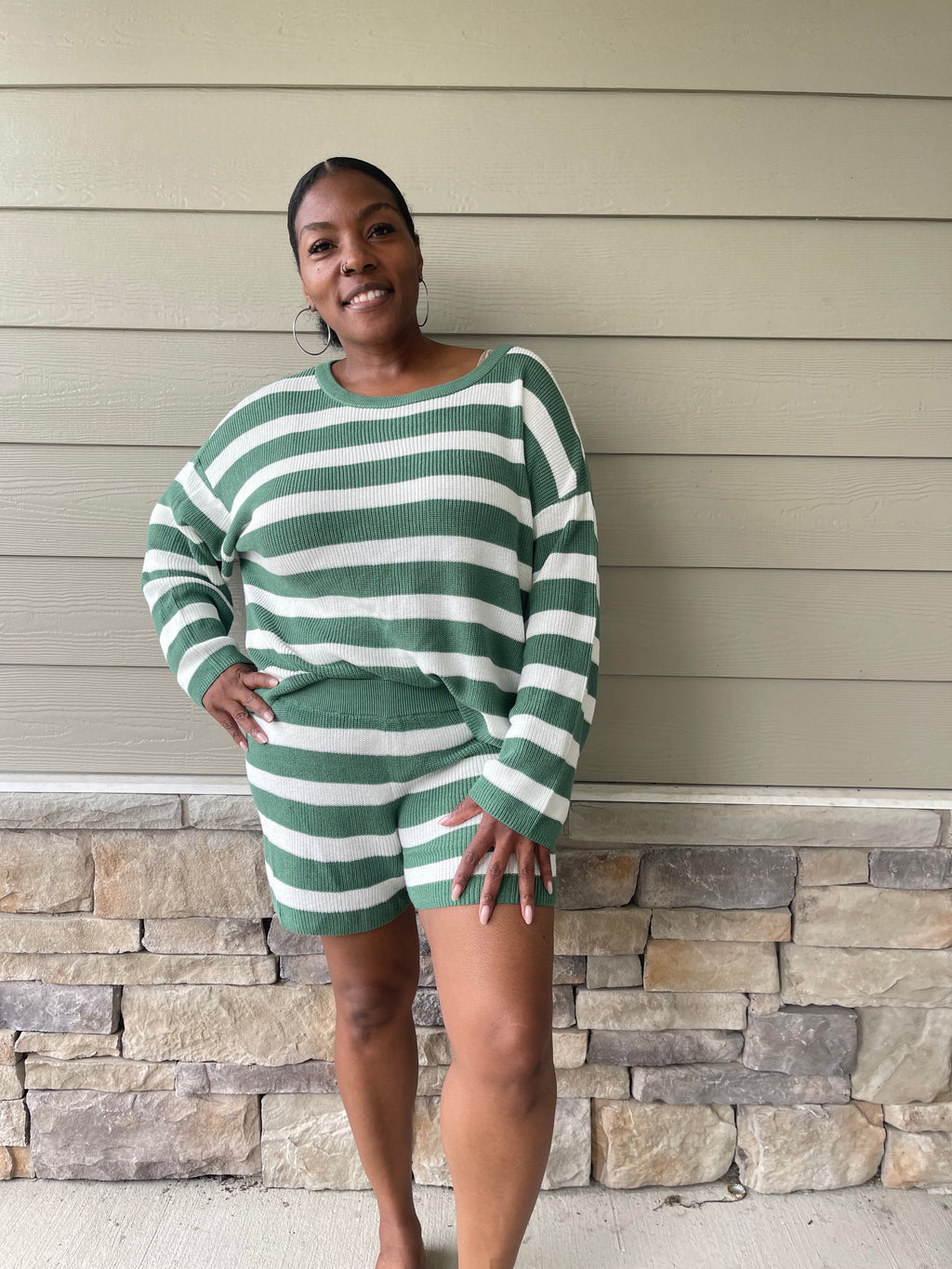 Green & White Stripe Set