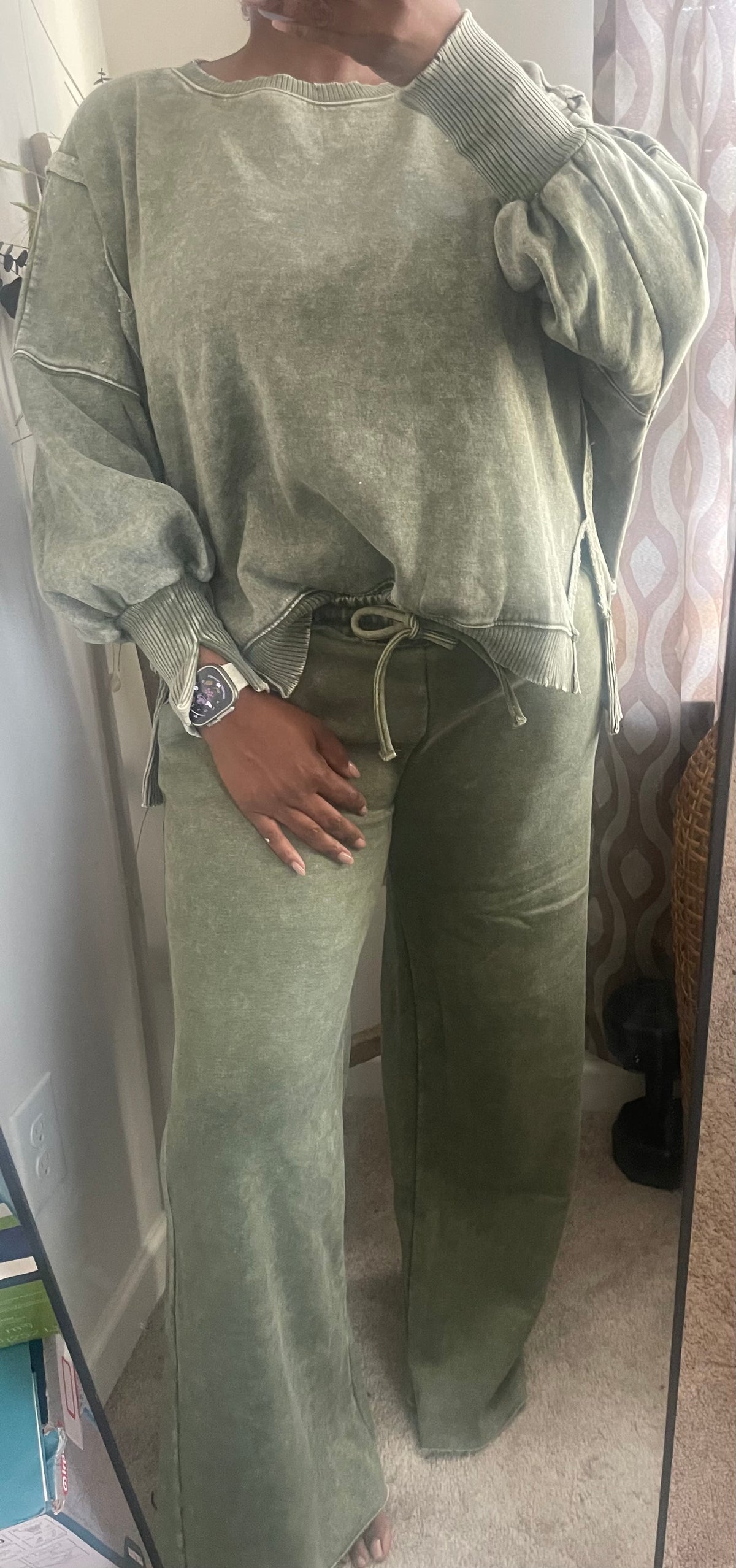 Olive Acid Wash Sweatpants