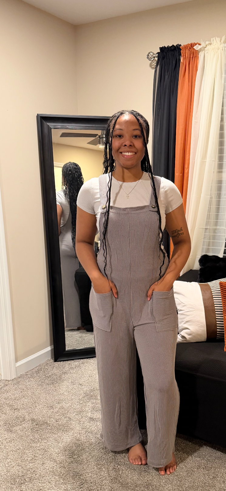 Grey Ribbed Jumpsuit