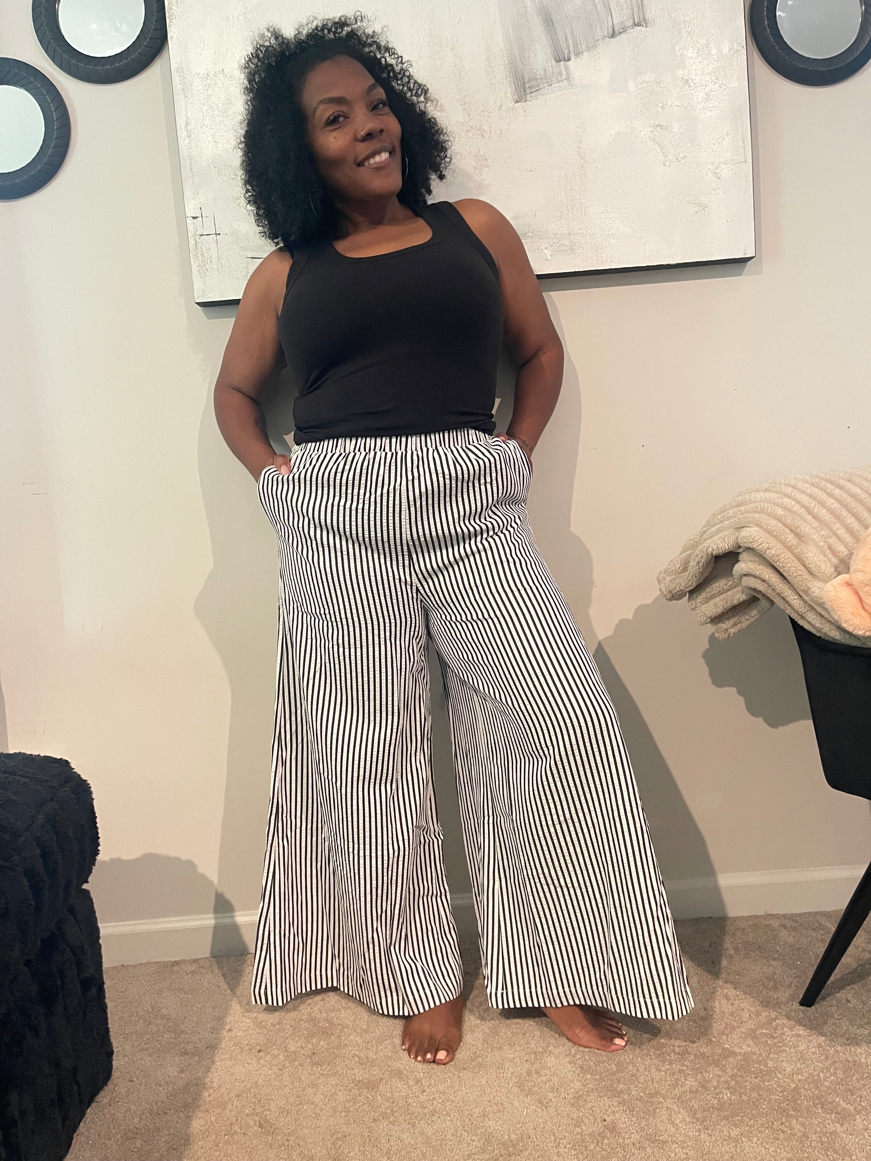 Black Stripe Ultra Wide Leg