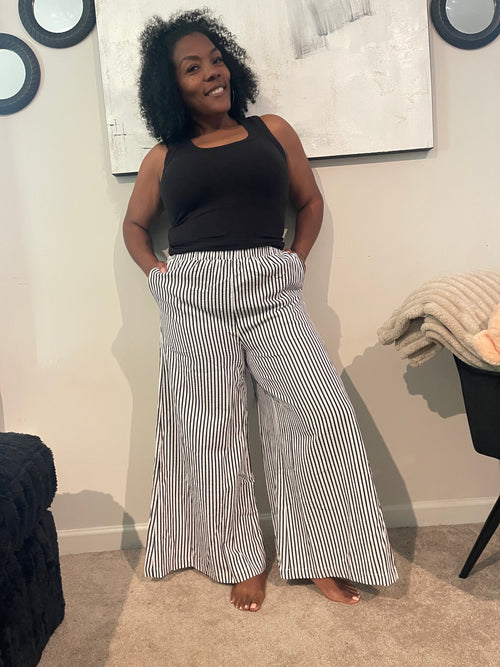 Black Stripe Ultra Wide Leg