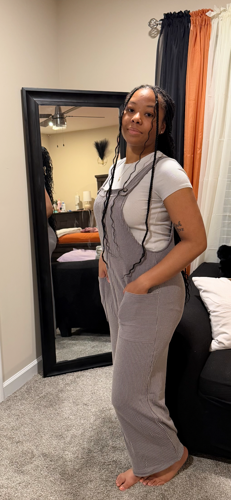 Grey Ribbed Jumpsuit