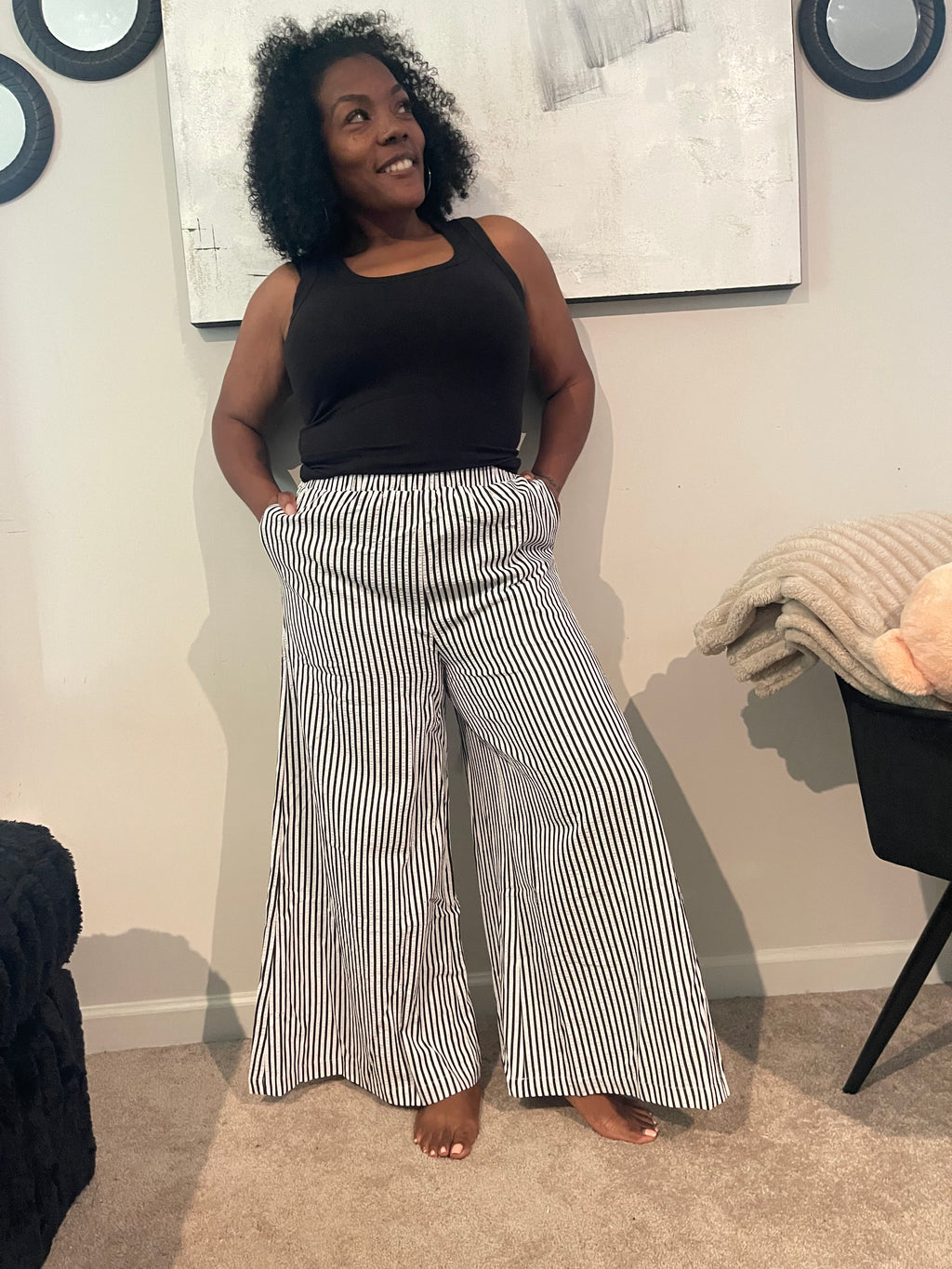 Black Stripe Ultra Wide Leg