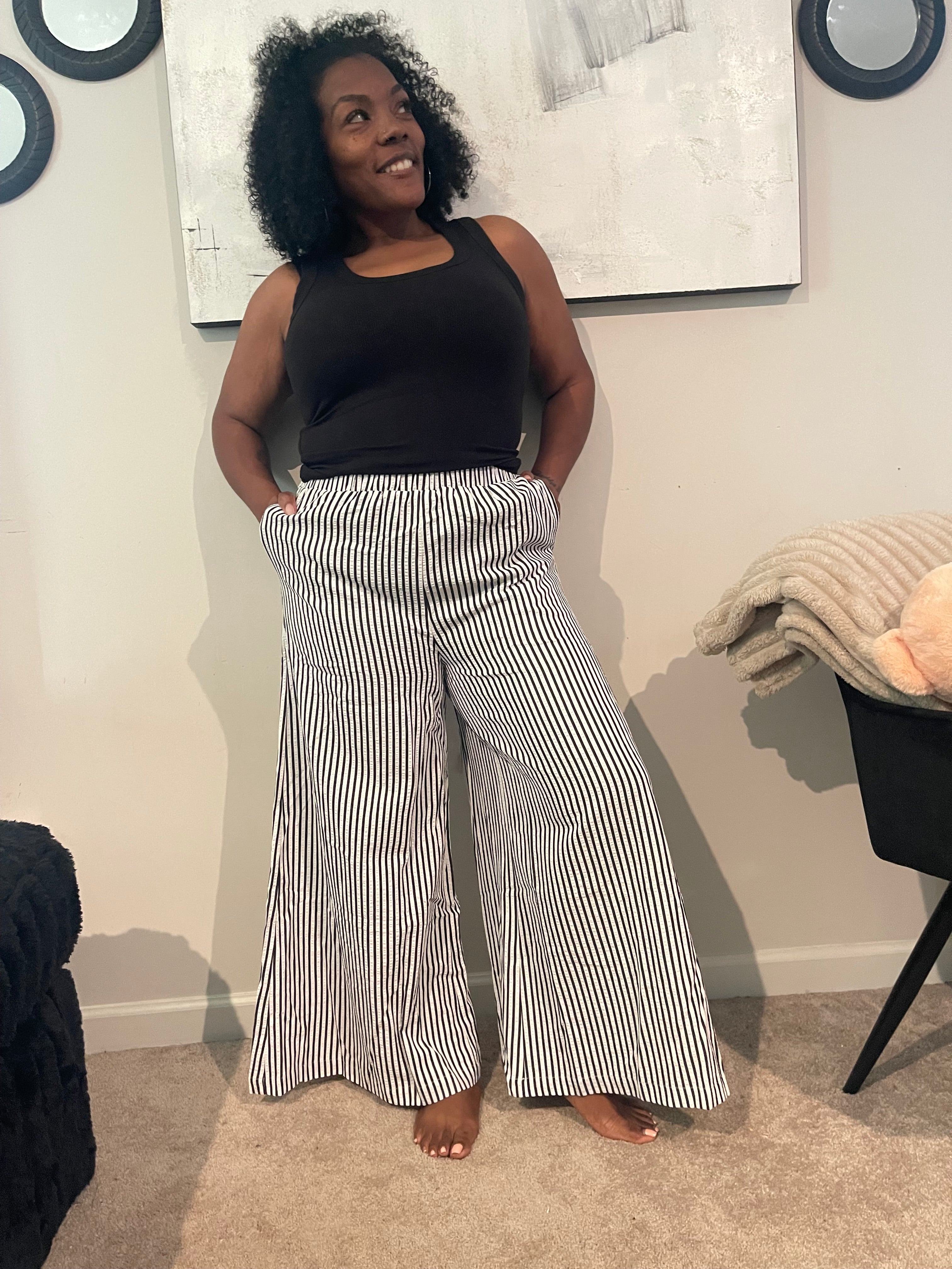 Black Stripe Ultra Wide Leg
