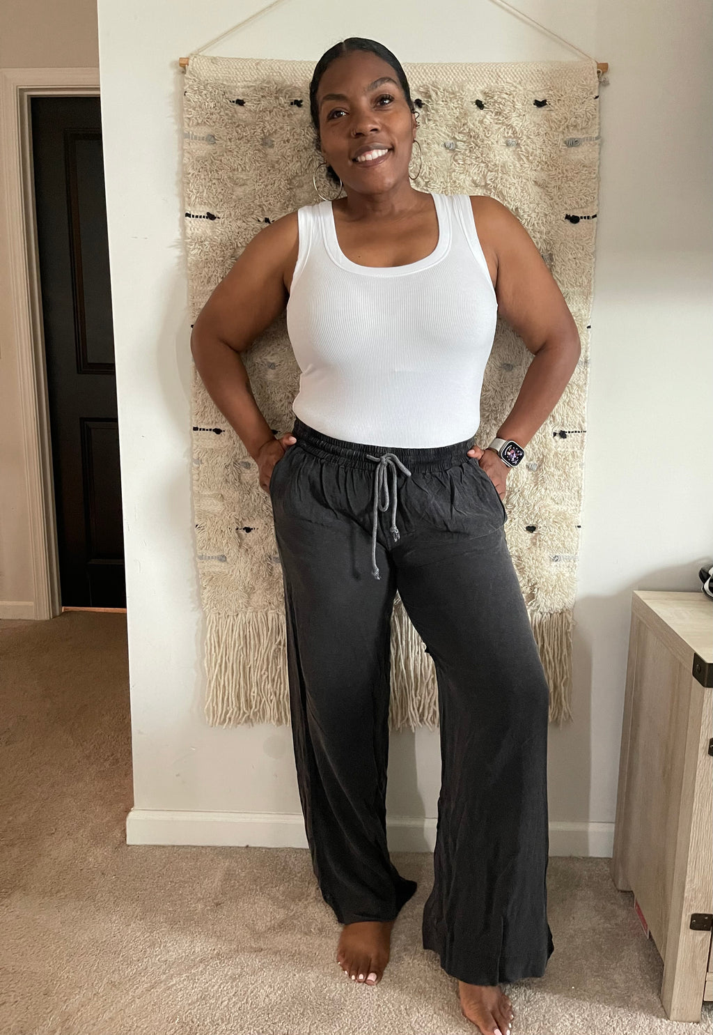 Black Mineral Wash Drawstring Pants