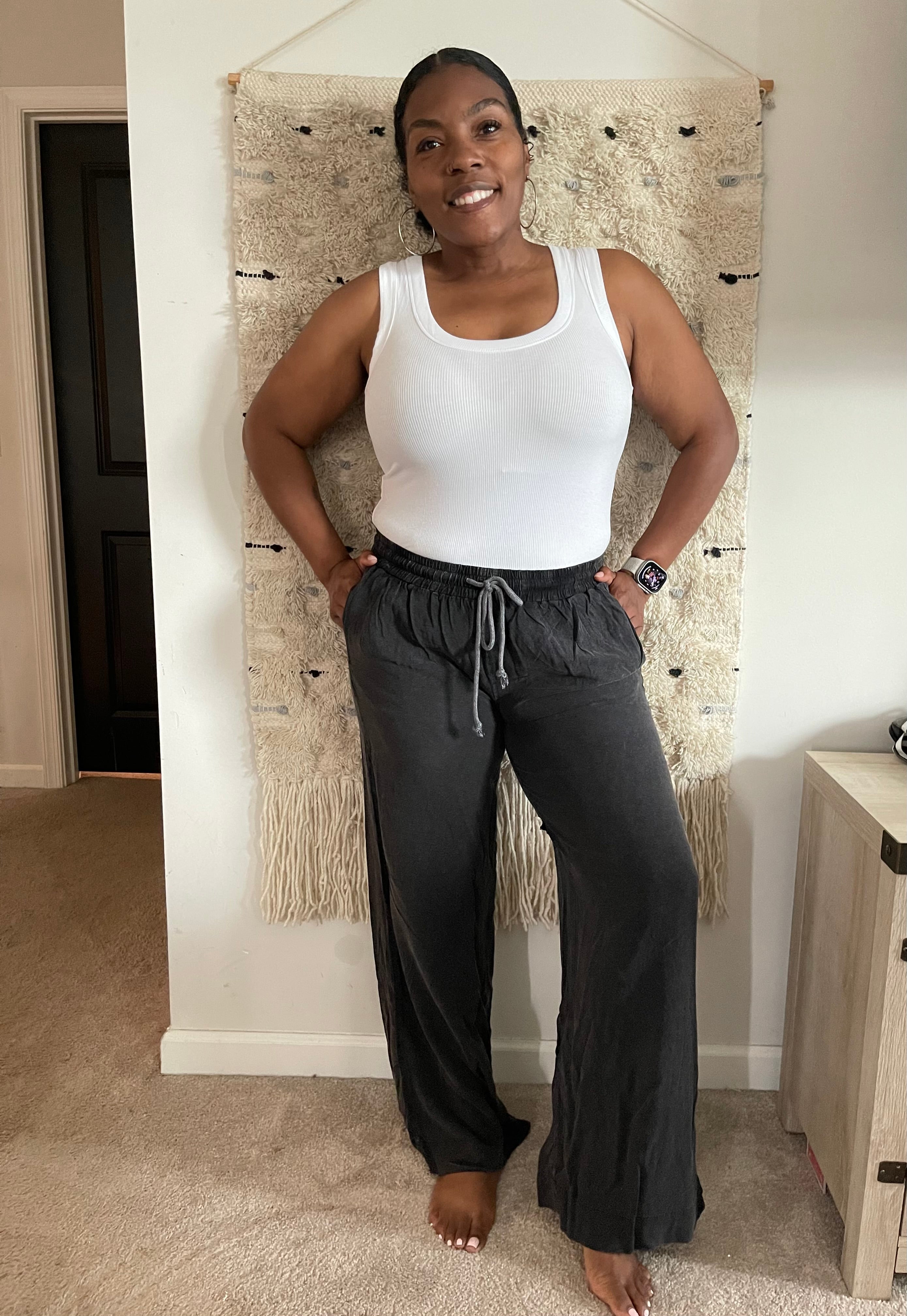 Black Mineral Wash Drawstring Pants