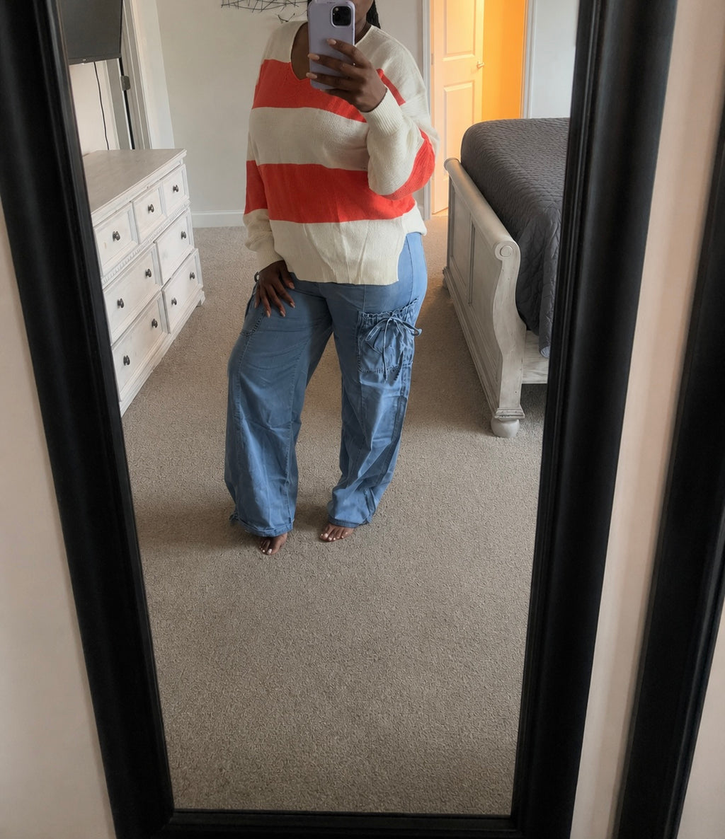 Orange and White Sweater