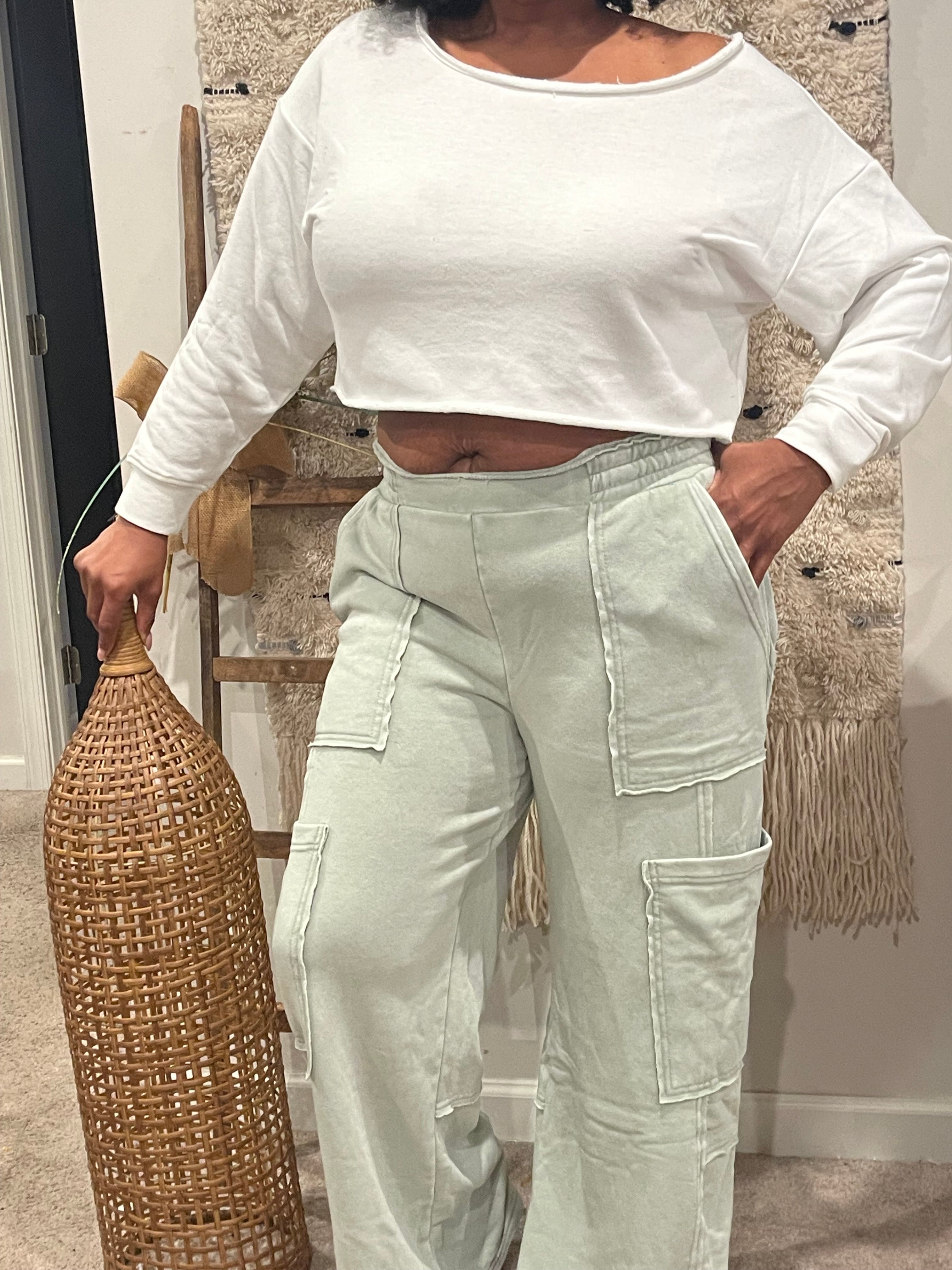 Sage Cargo Sweatpants