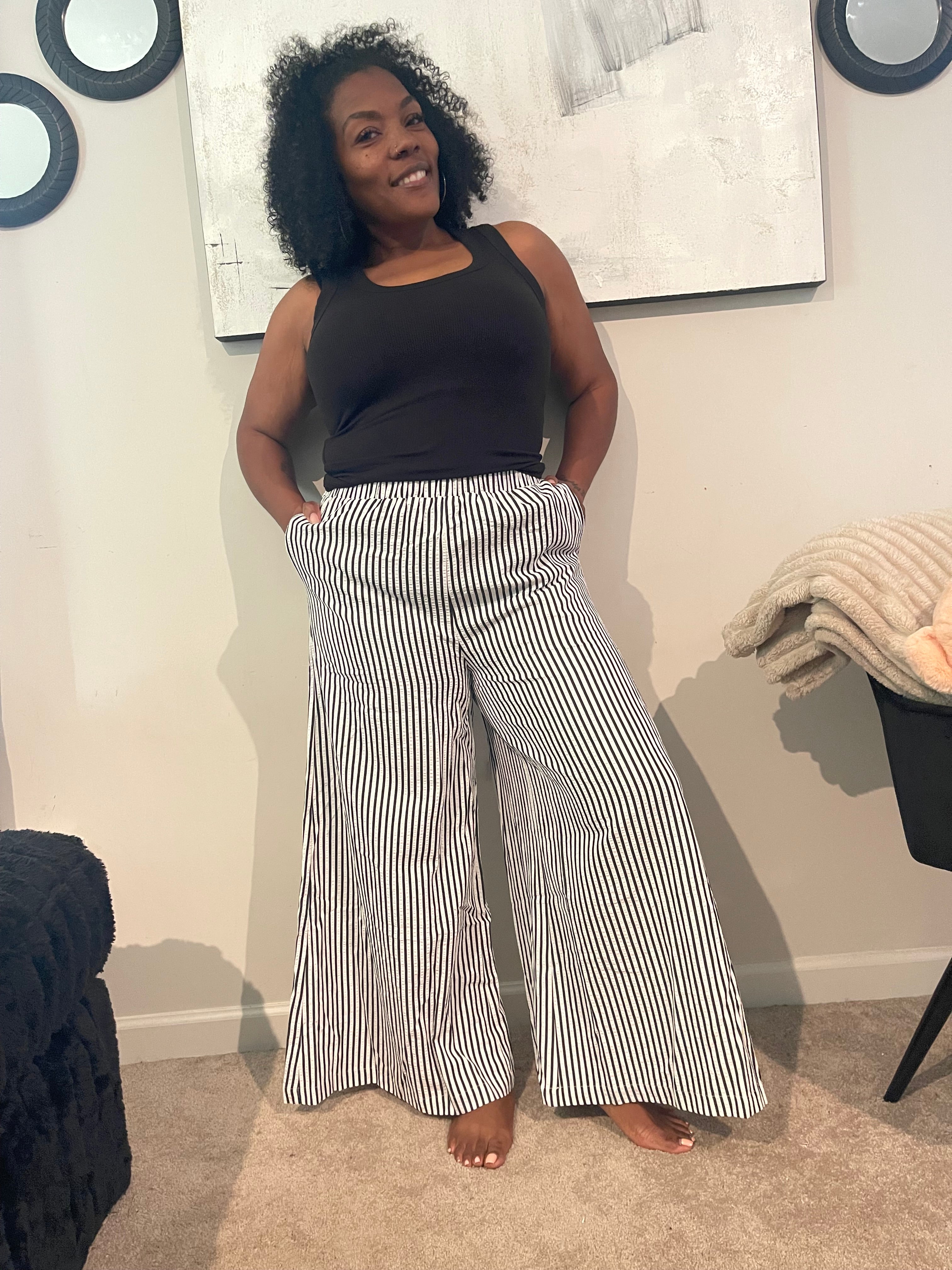 Black Stripe Ultra Wide Leg
