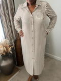 Taupe Stripe Button-up Dress