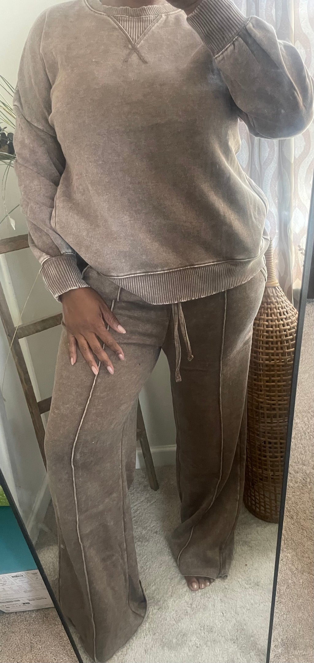 Mocha Acid Wash Crewneck